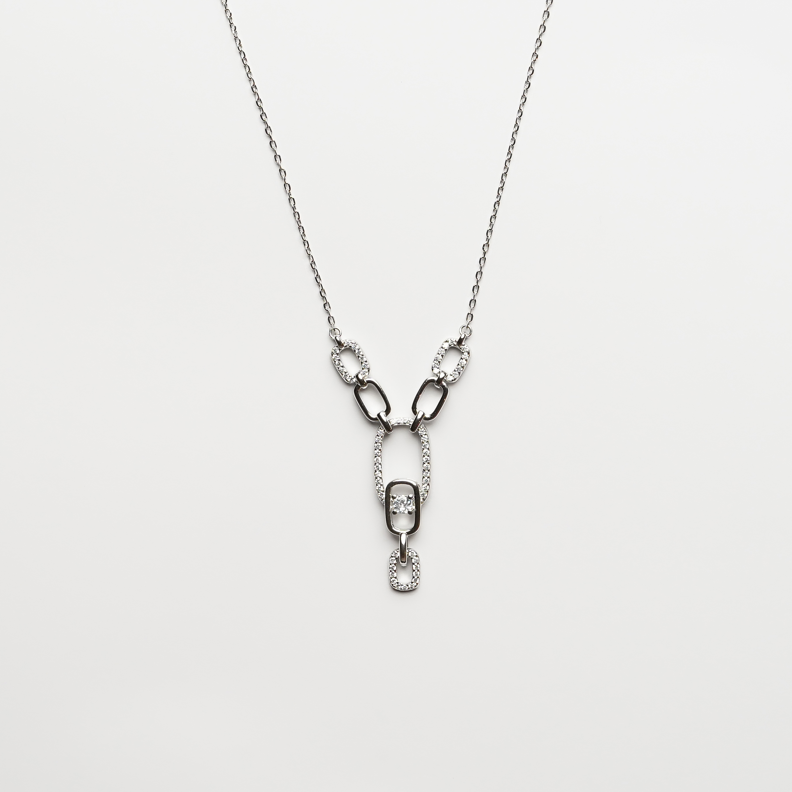 Silver Droplets With Link Chain