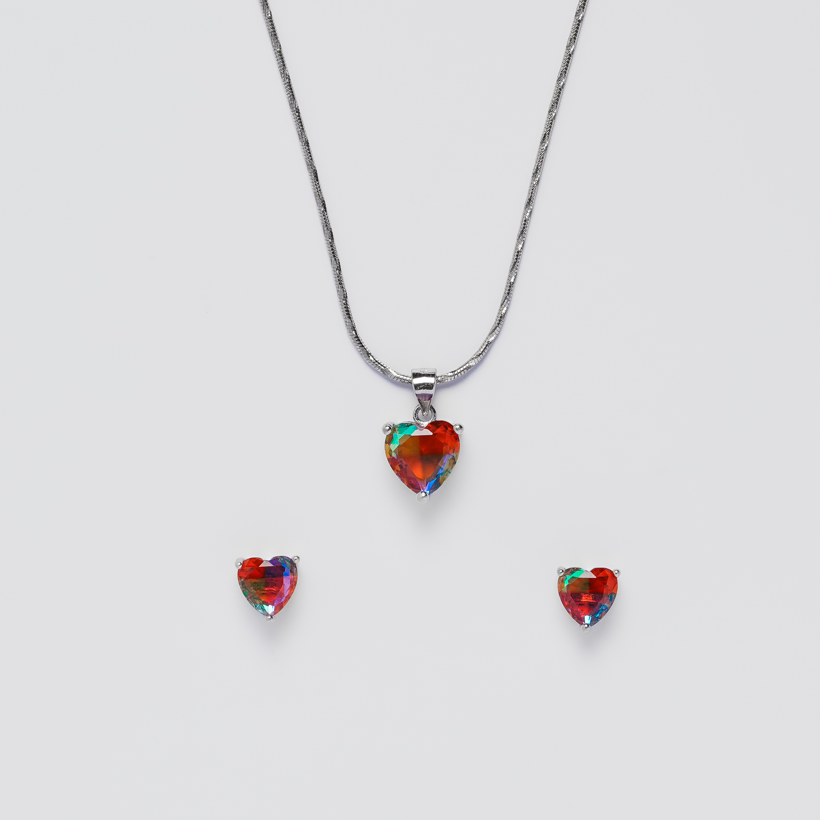 Seven Color Heart Pendant Set