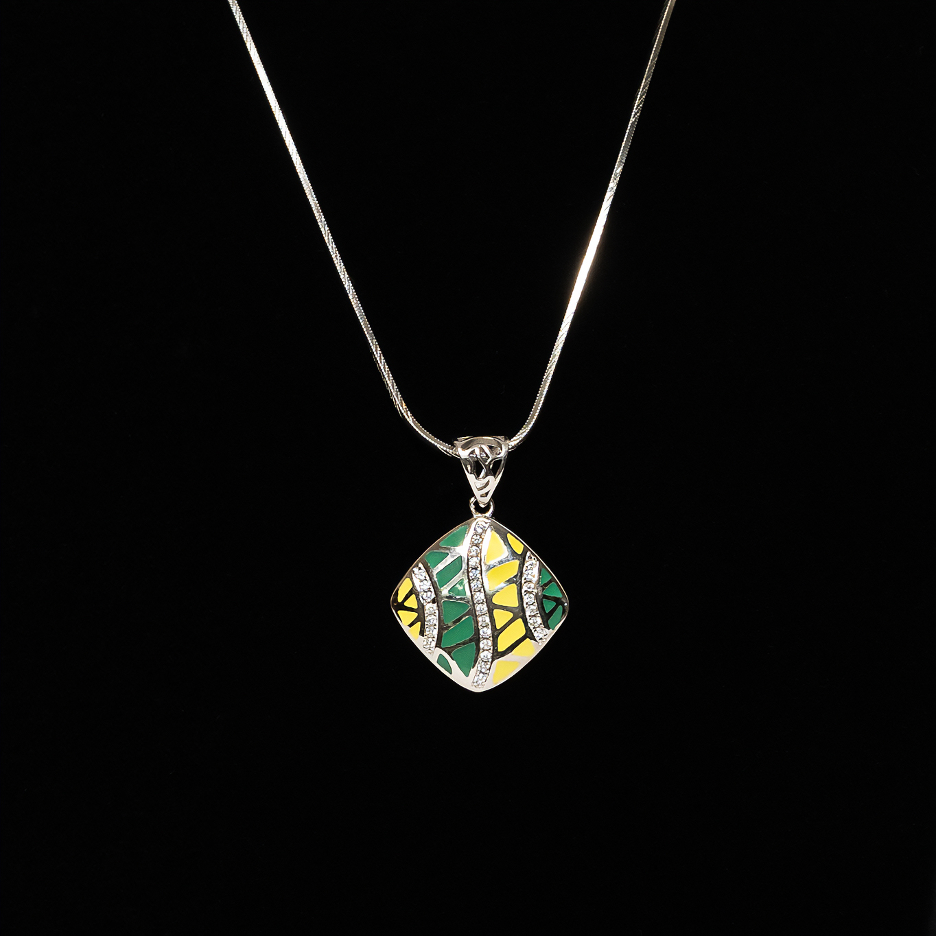 Rositaa Colored Pendant Set With Stonework