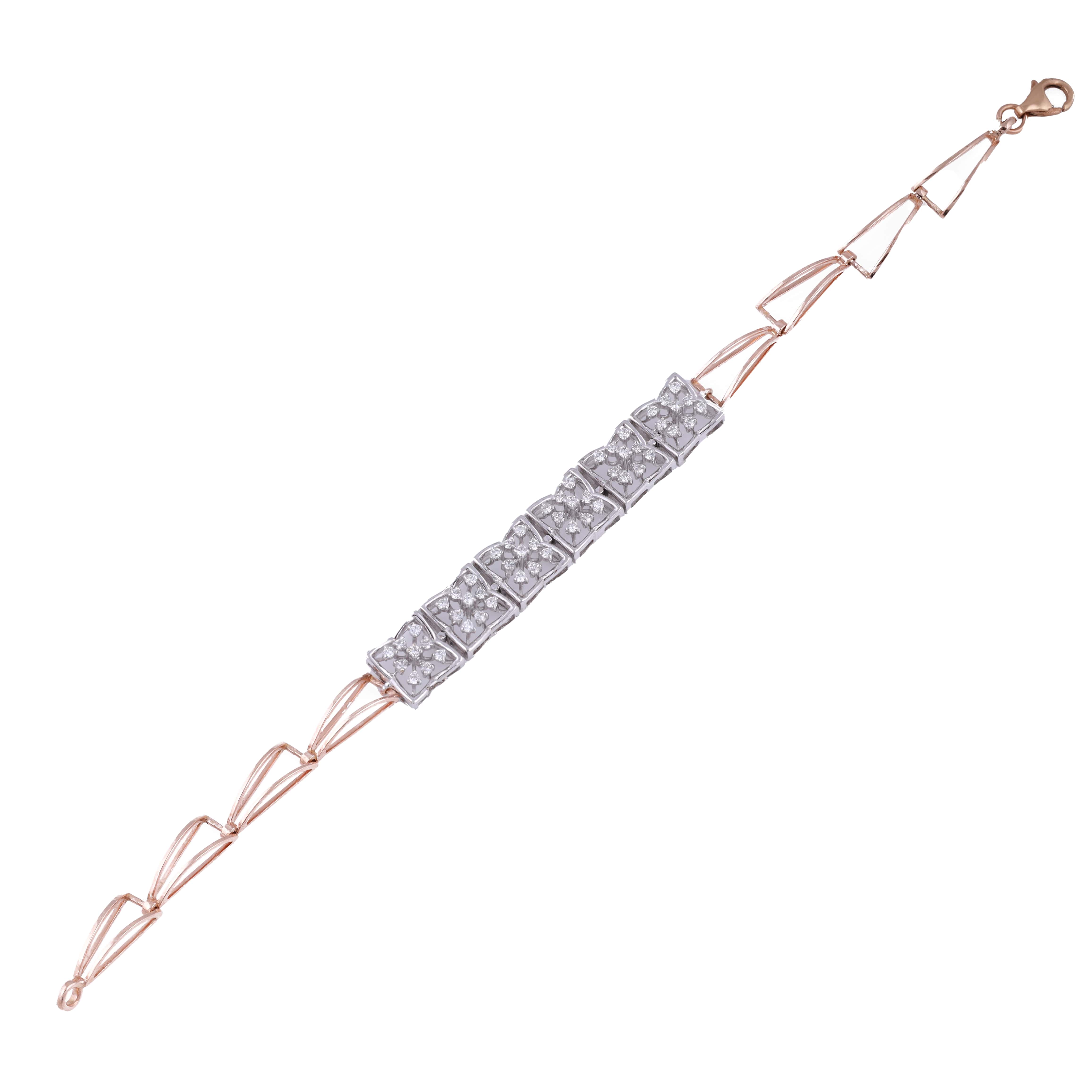 18K Rose Gold Lab Grown Diamond Square Design Bracelet