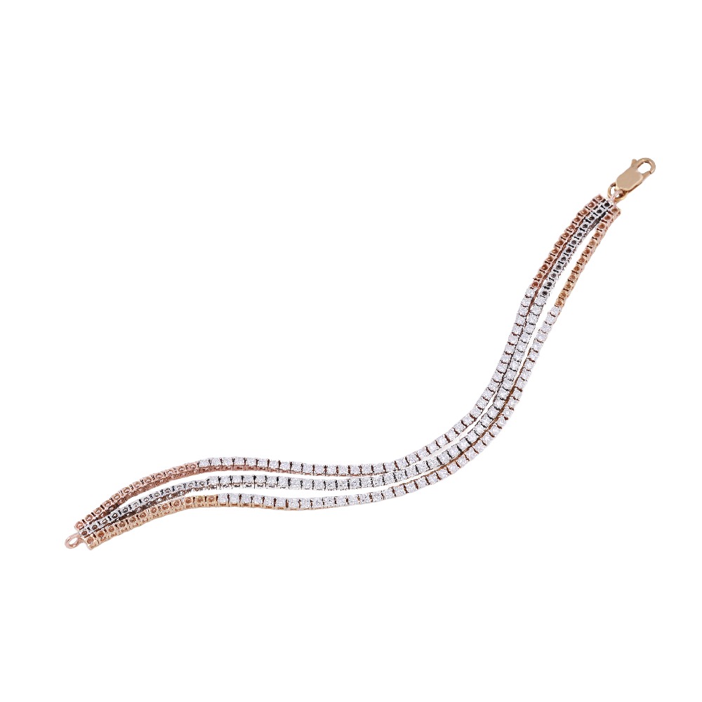 18k gold lab grown diamond 3 line bracelet