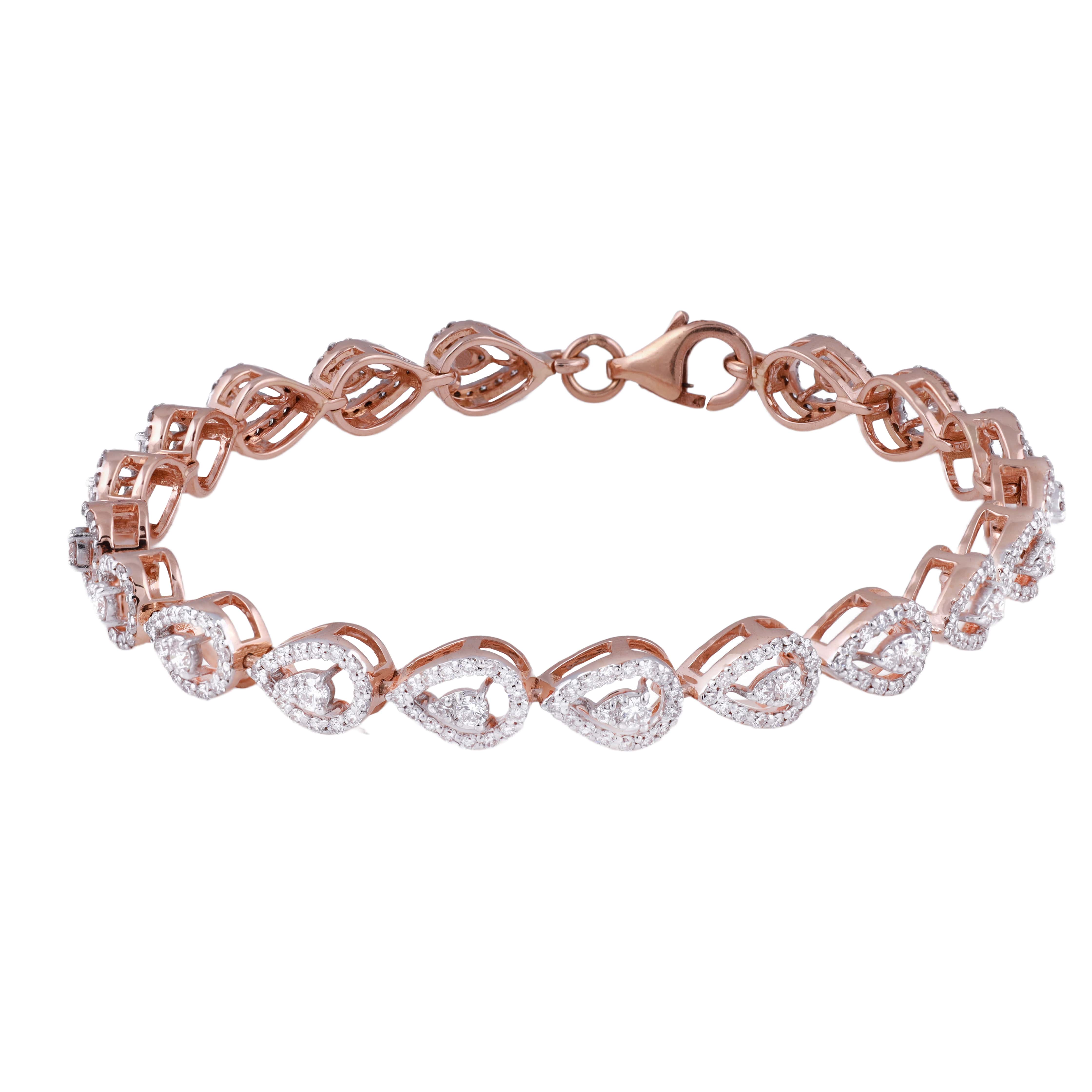 18K Rose Gold Lab Grown Diamond Drop Shape Bracelet
