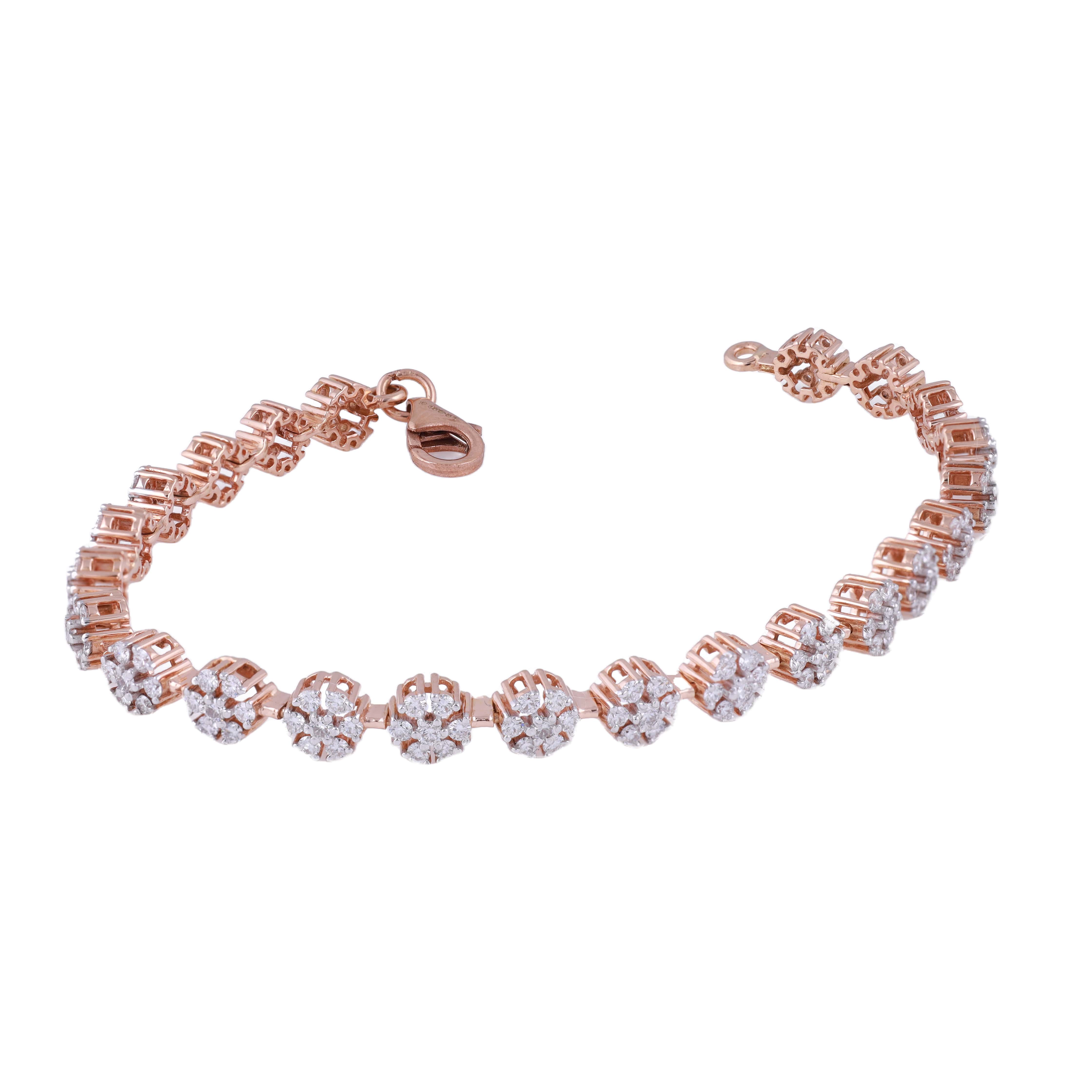 18K Gold Lab Grown Round Diamond Bracelet