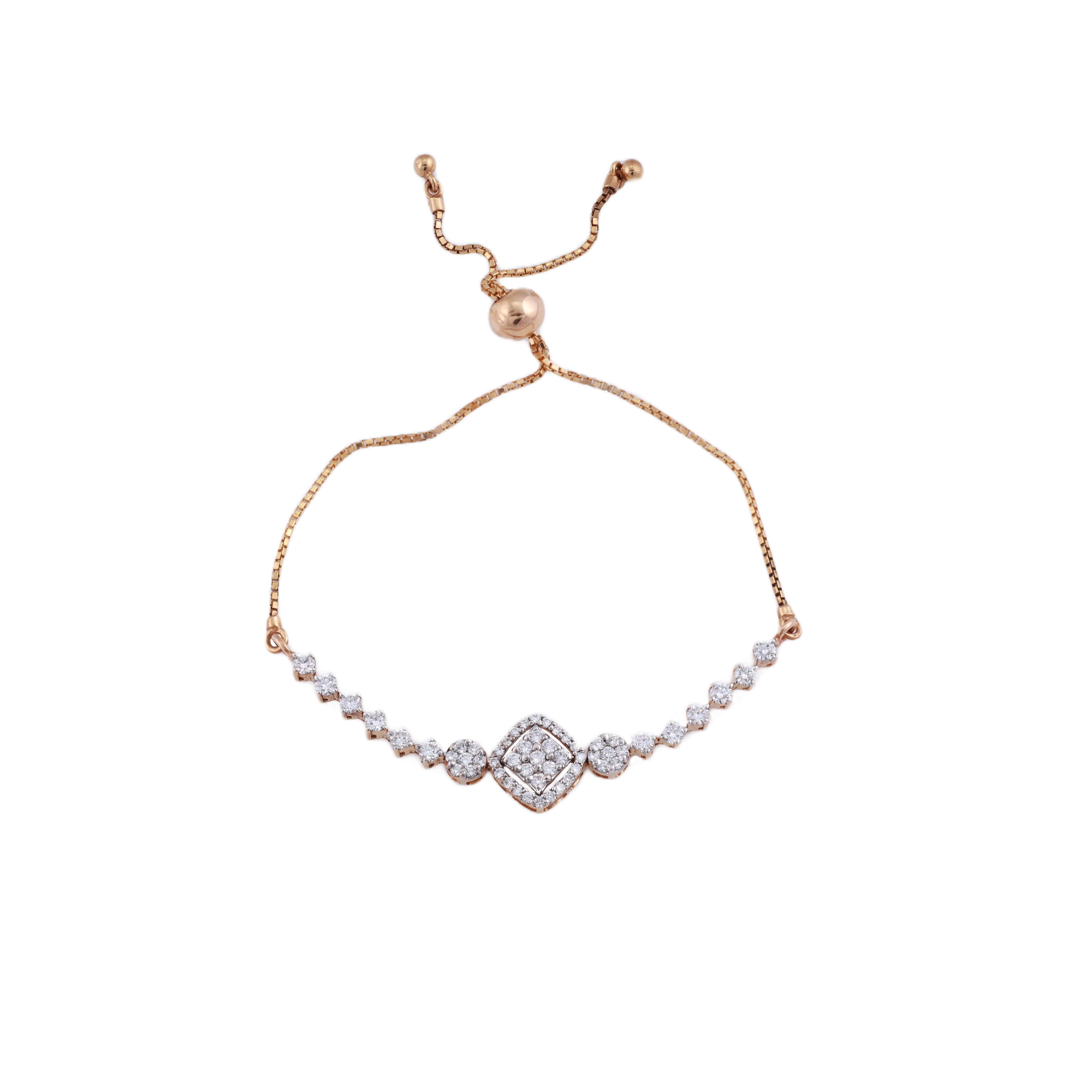 18K Gold Lab Grown Diamond Shape Bracelet For Women
