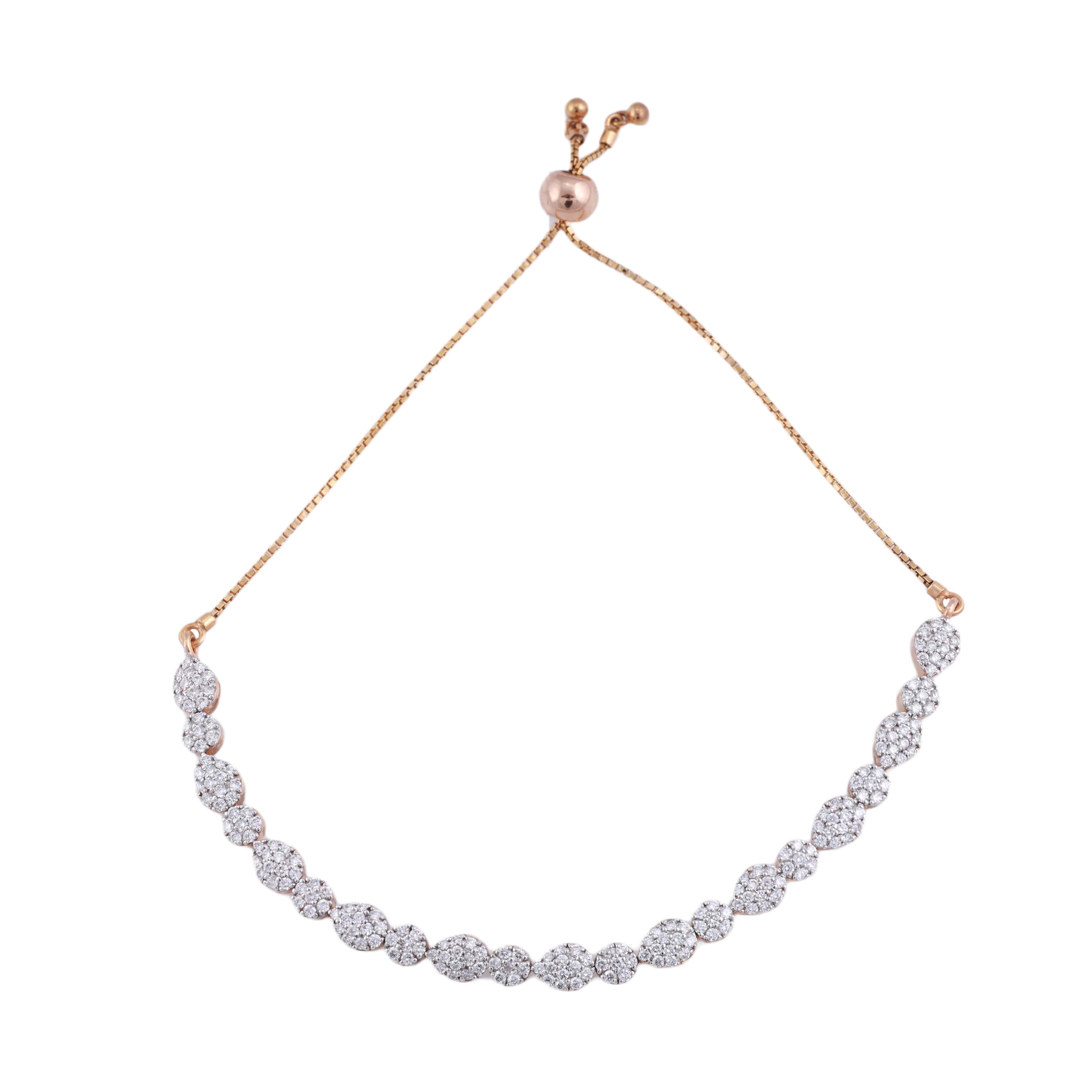 18K Gold Lab Grown Diamond Adjustable Bracelet