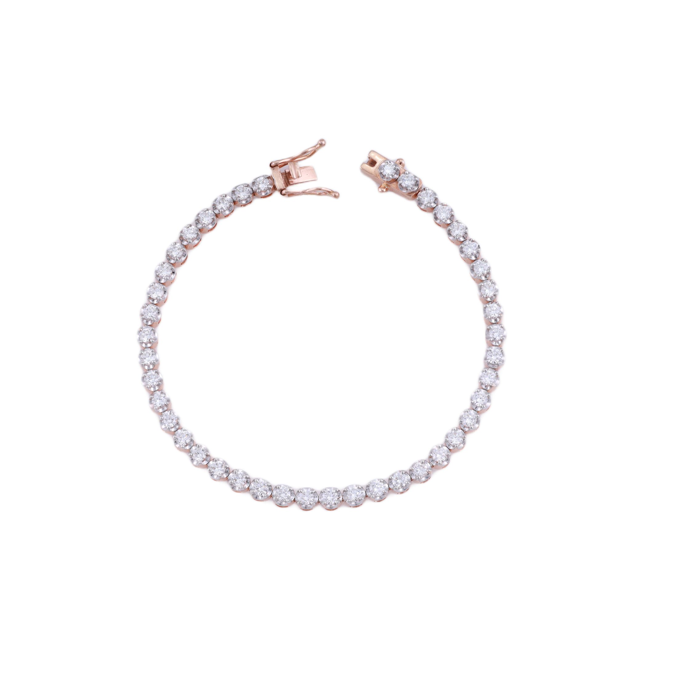 18K Rose Gold Shimmer Diamond Lab Grown Tennis Bracelet