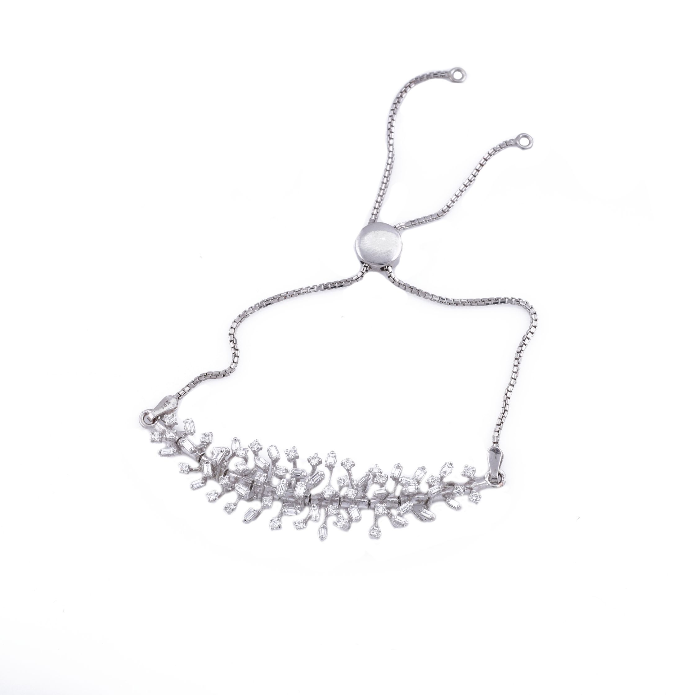 18K White Gold Lab Grown Diamond Adjustable Bracelet