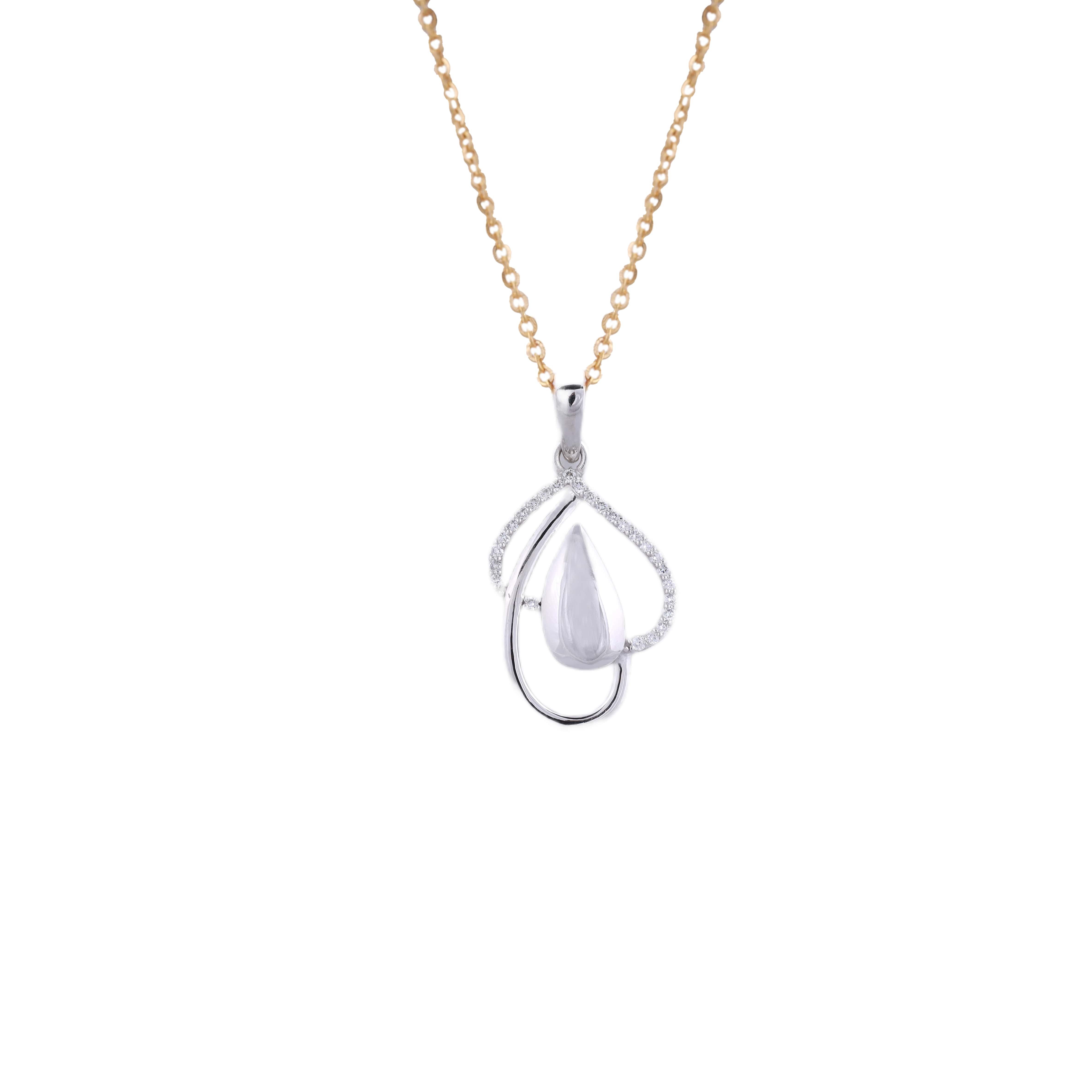 18K Gold Lab Grown Diamond Pear Shape Pendant Chain