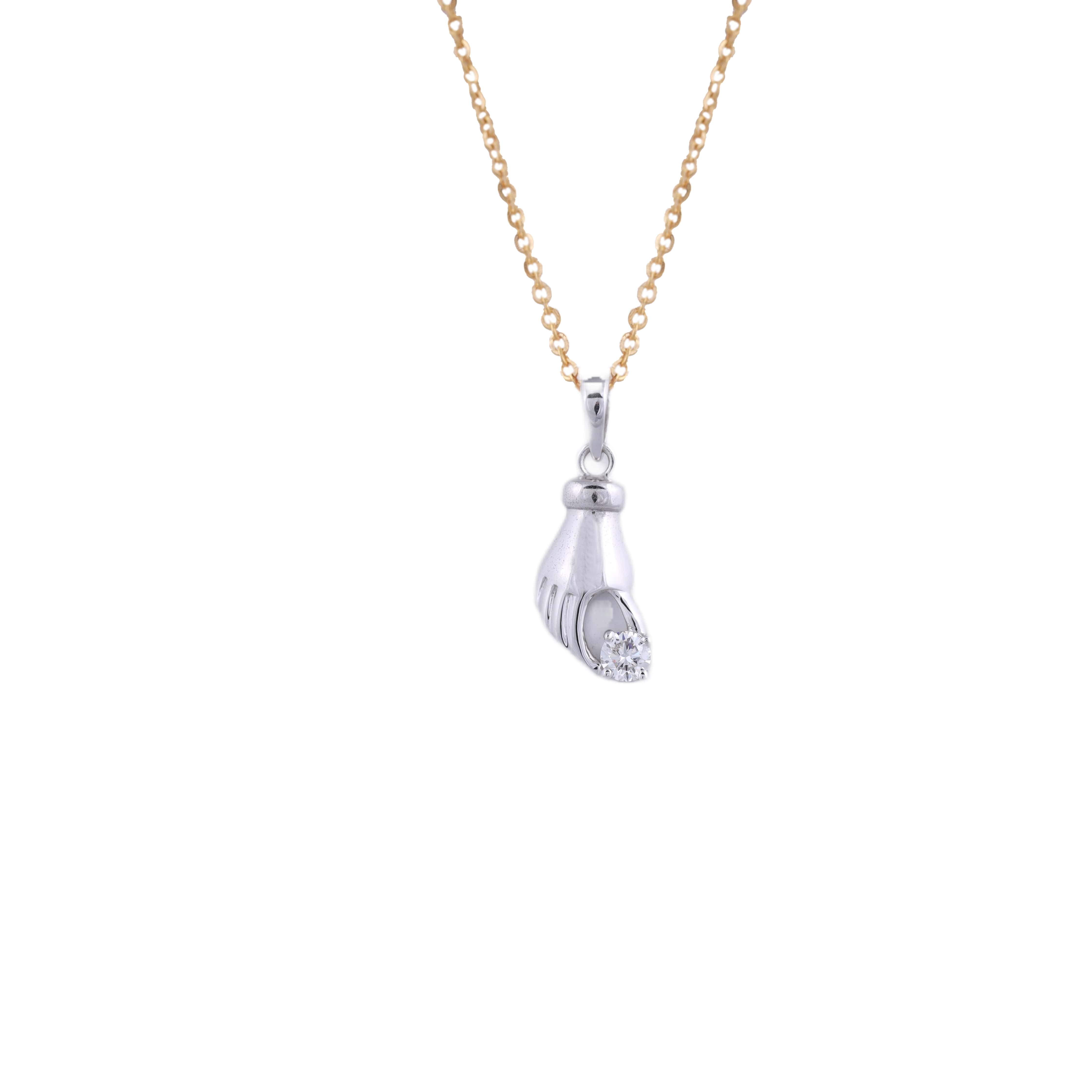 18K Gold Lab Grown Diamond Dazzling Pendant Chain