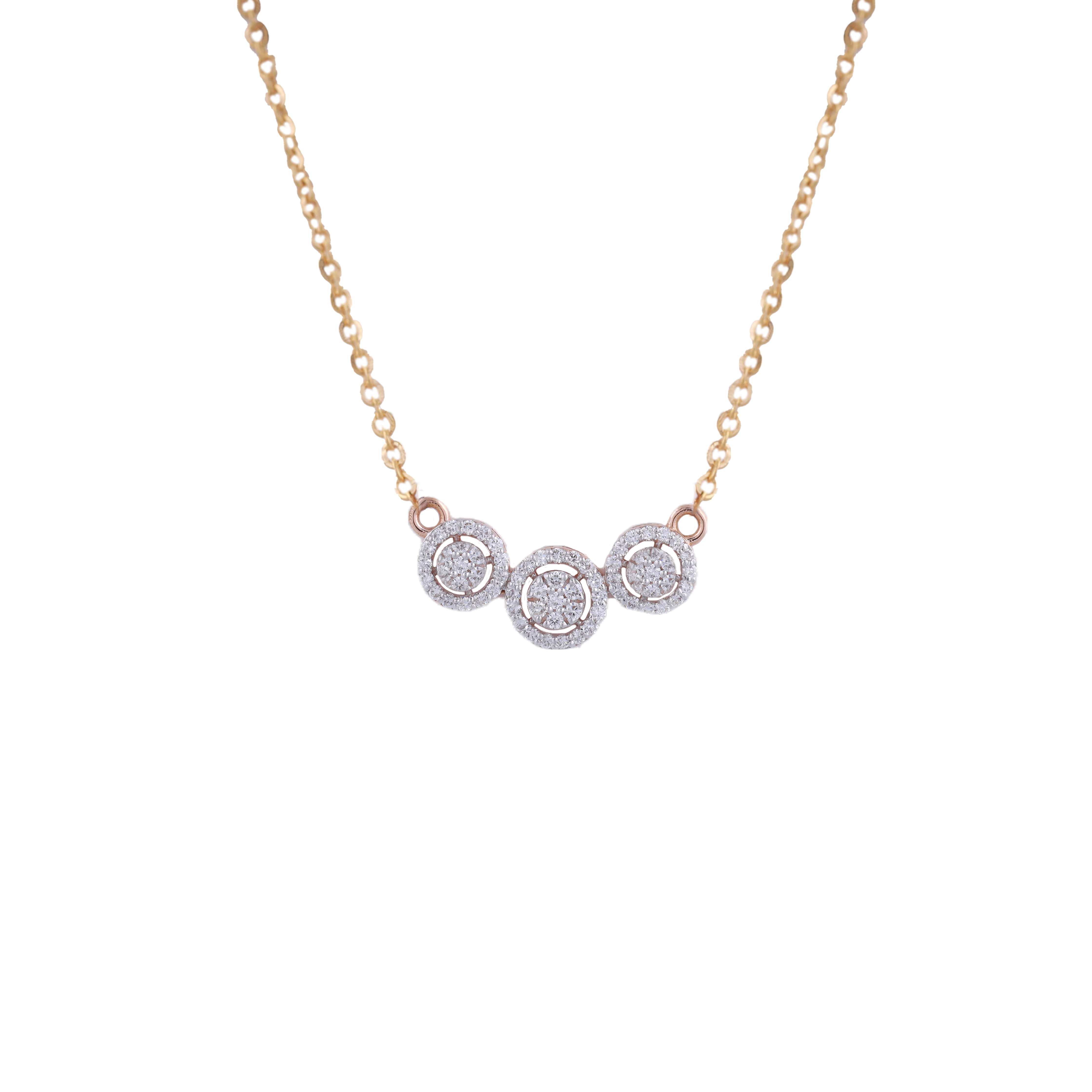18K Gold Lab Grown Diamond Elegant Pendant Chain