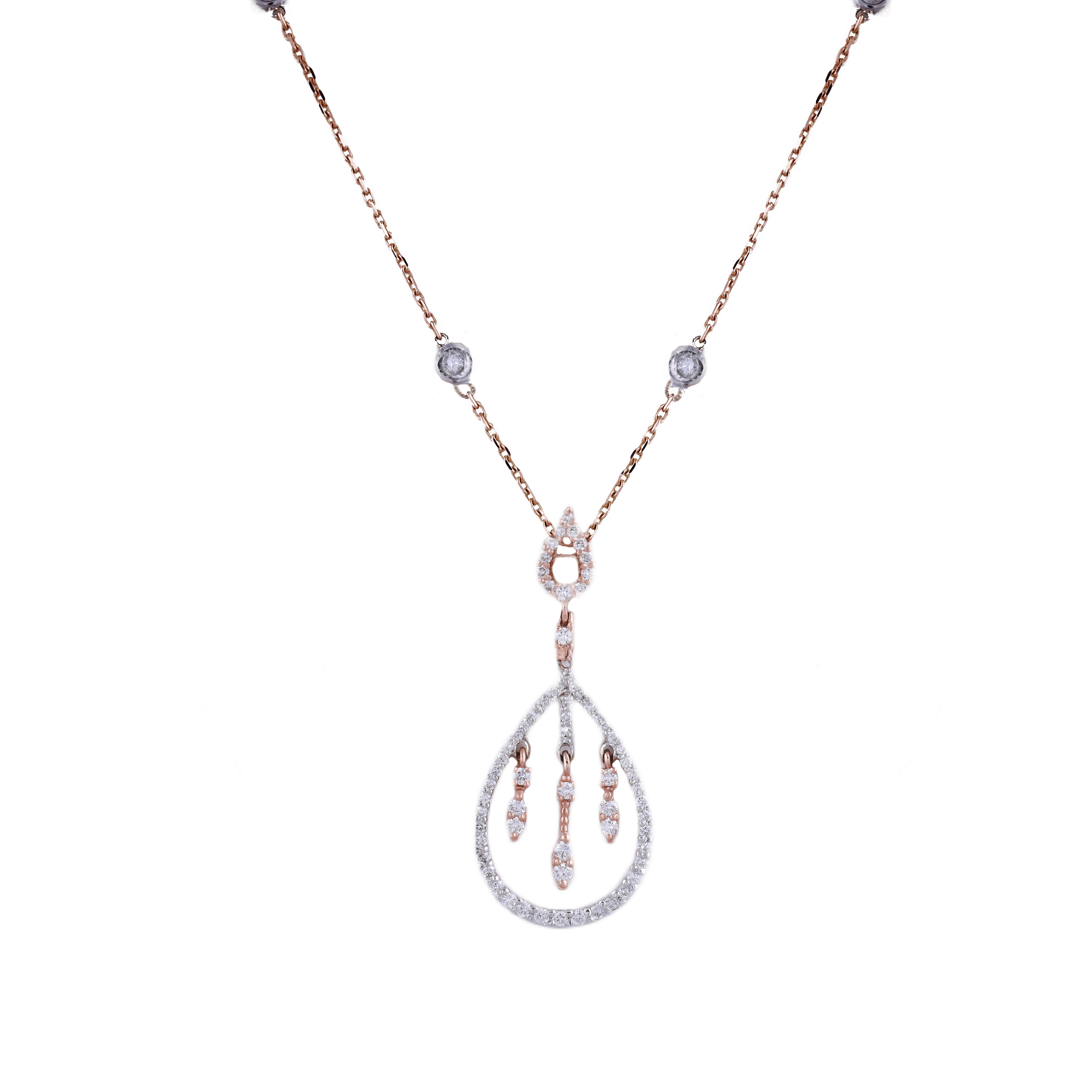18K Gold Lab Grown Diamond Drop Shape Pendant Chain