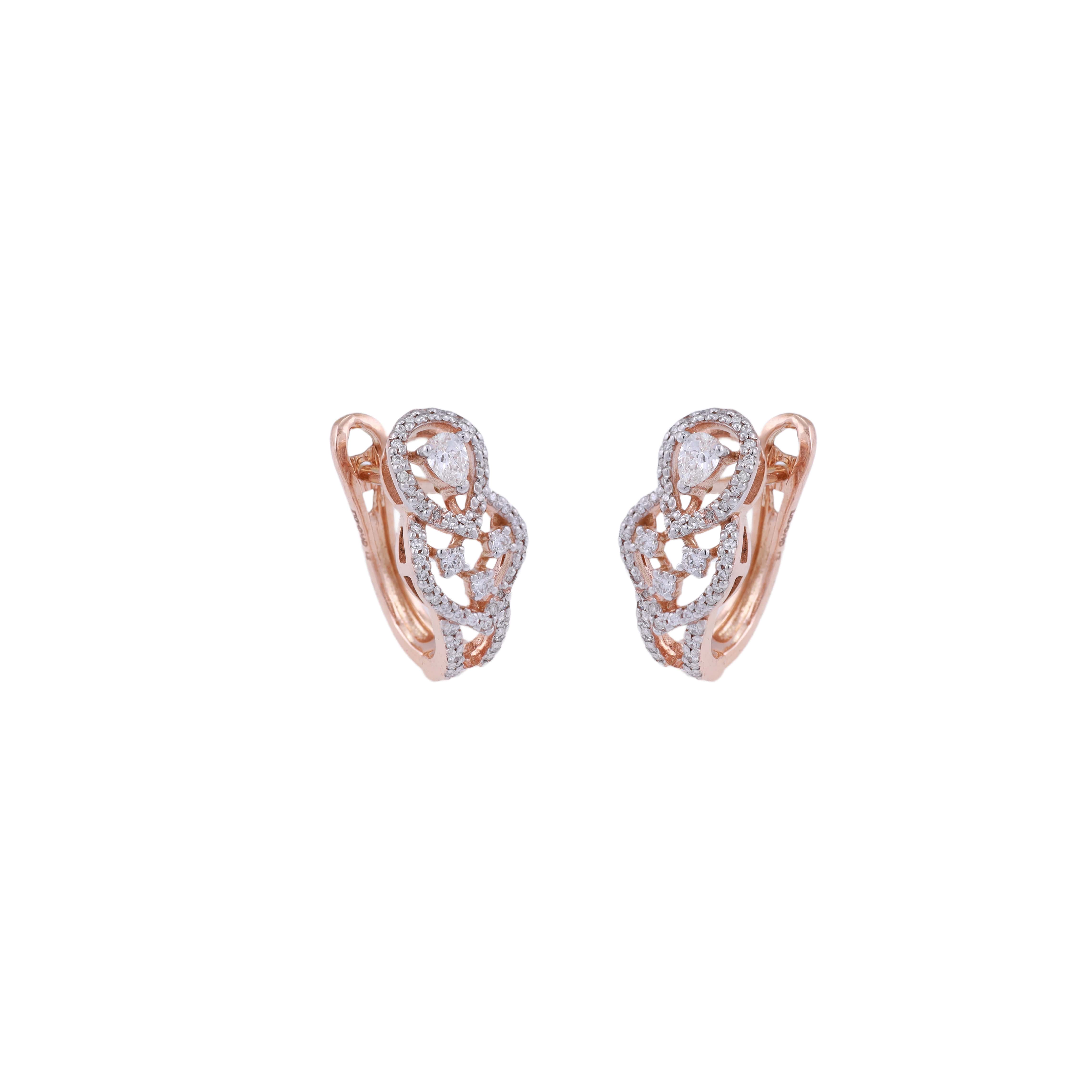 18K Rose Gold Lab Grown Diamond Earring For Women