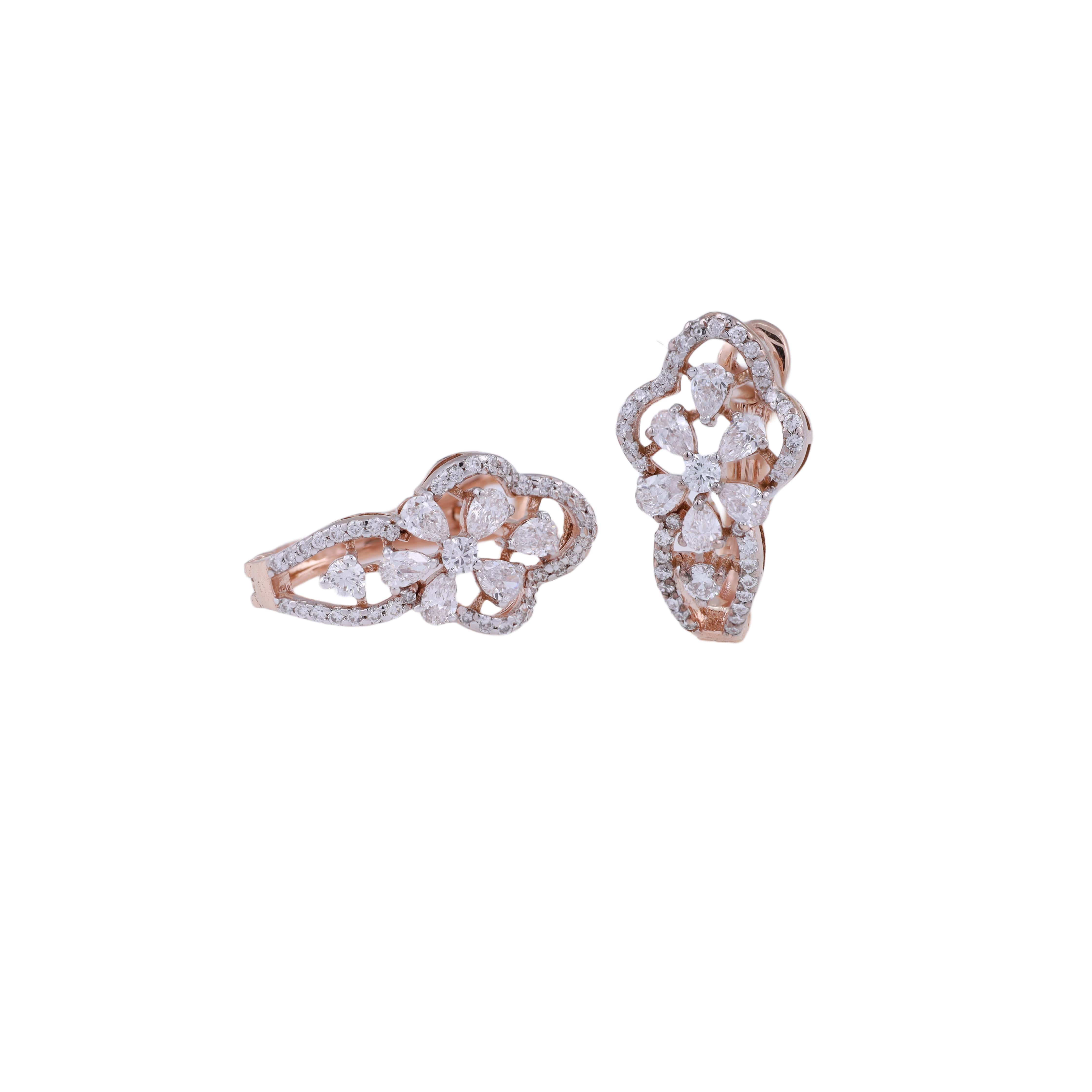 18K Gold Lab Grown Multi Shape Diamond Earrings