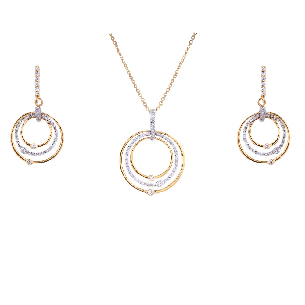 18k yellow gold lab grown round diamond pendant set