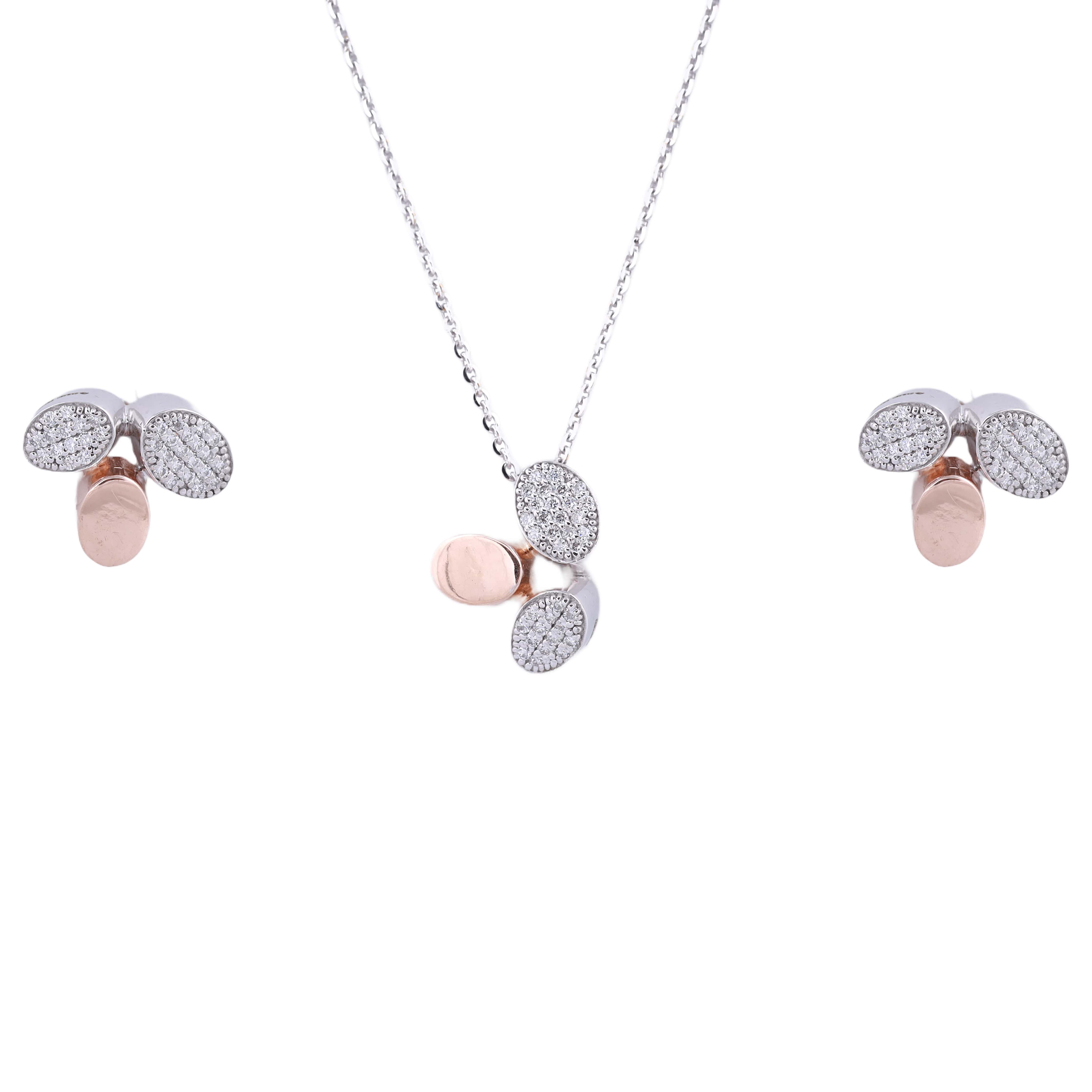 18K Rose Gold Lab Grown Diamond Leaf Shape Pendant Set