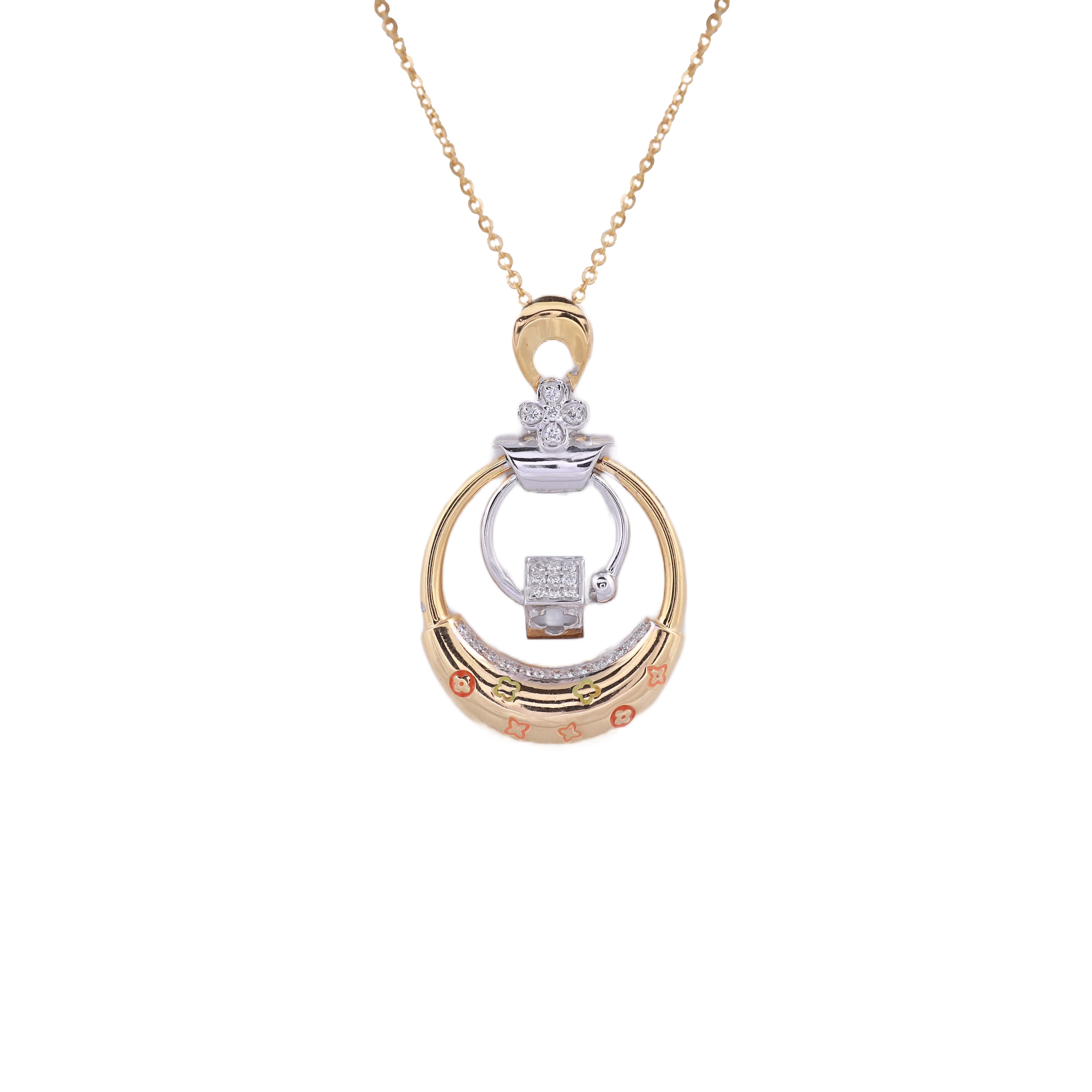 18K Gold Lab Grown Diamond Pendant Chain For Women
