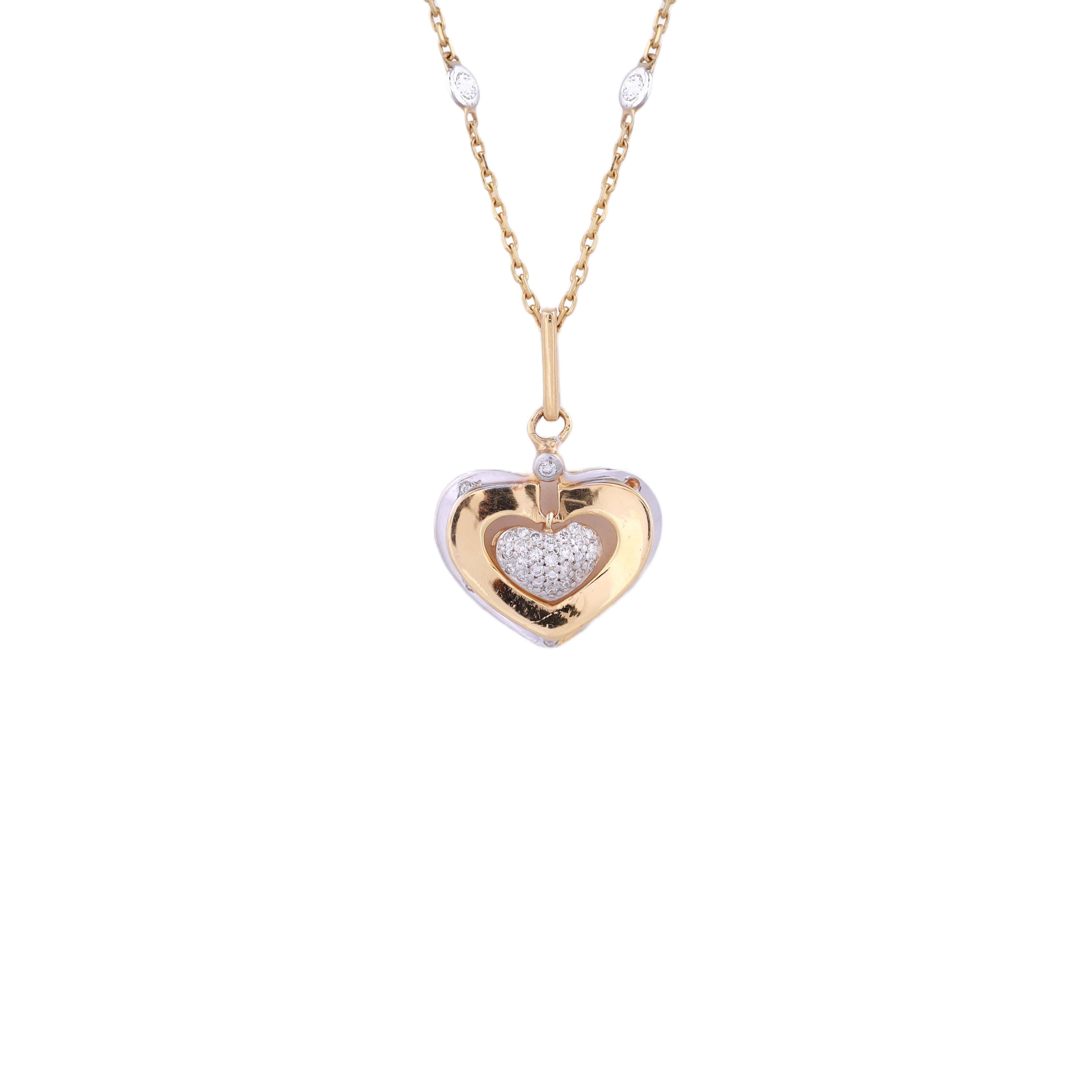18K Rose Gold Lab Grown Diamond Heart Shape Pendant Chain