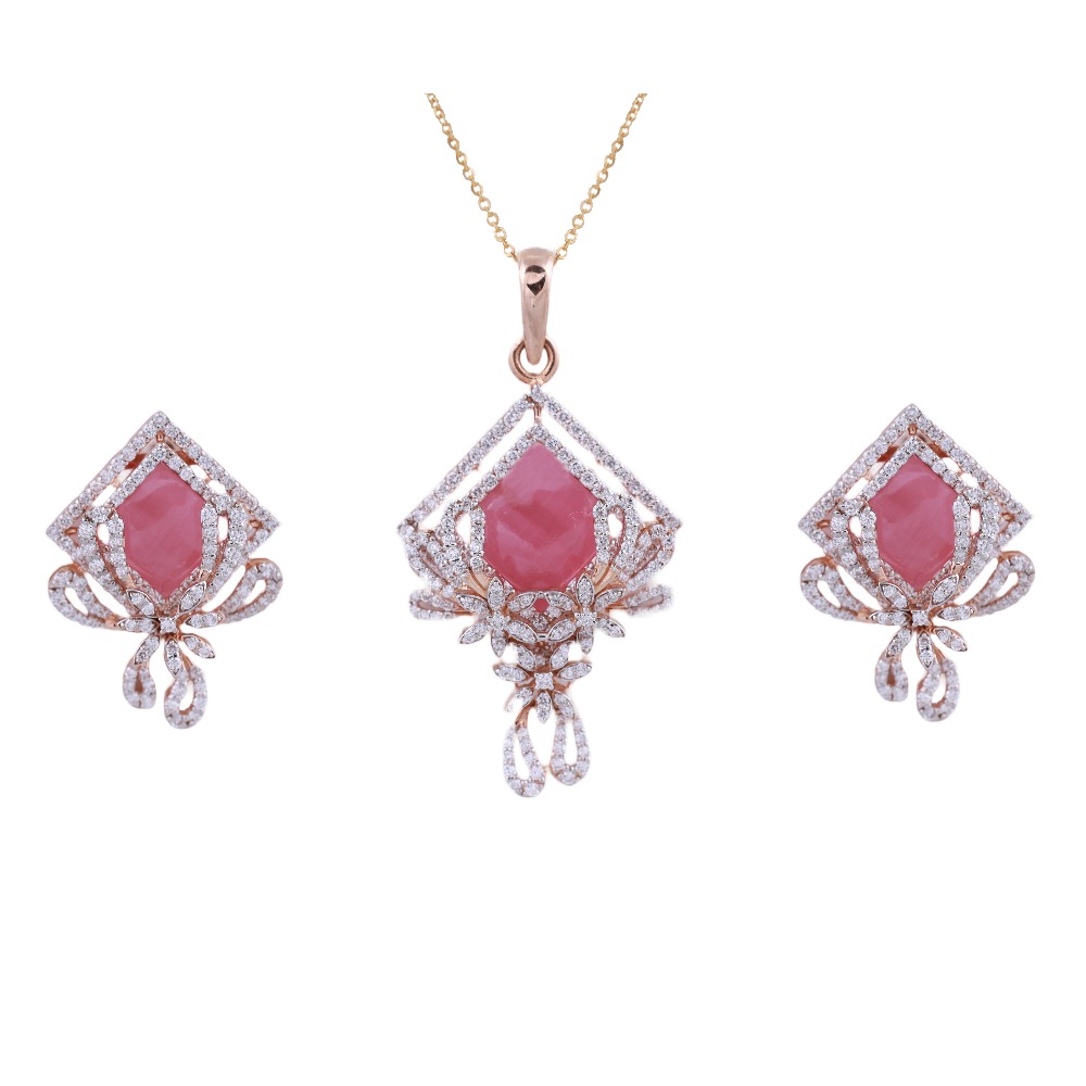 18k gold lab grown diamond with ruby stone pendant set