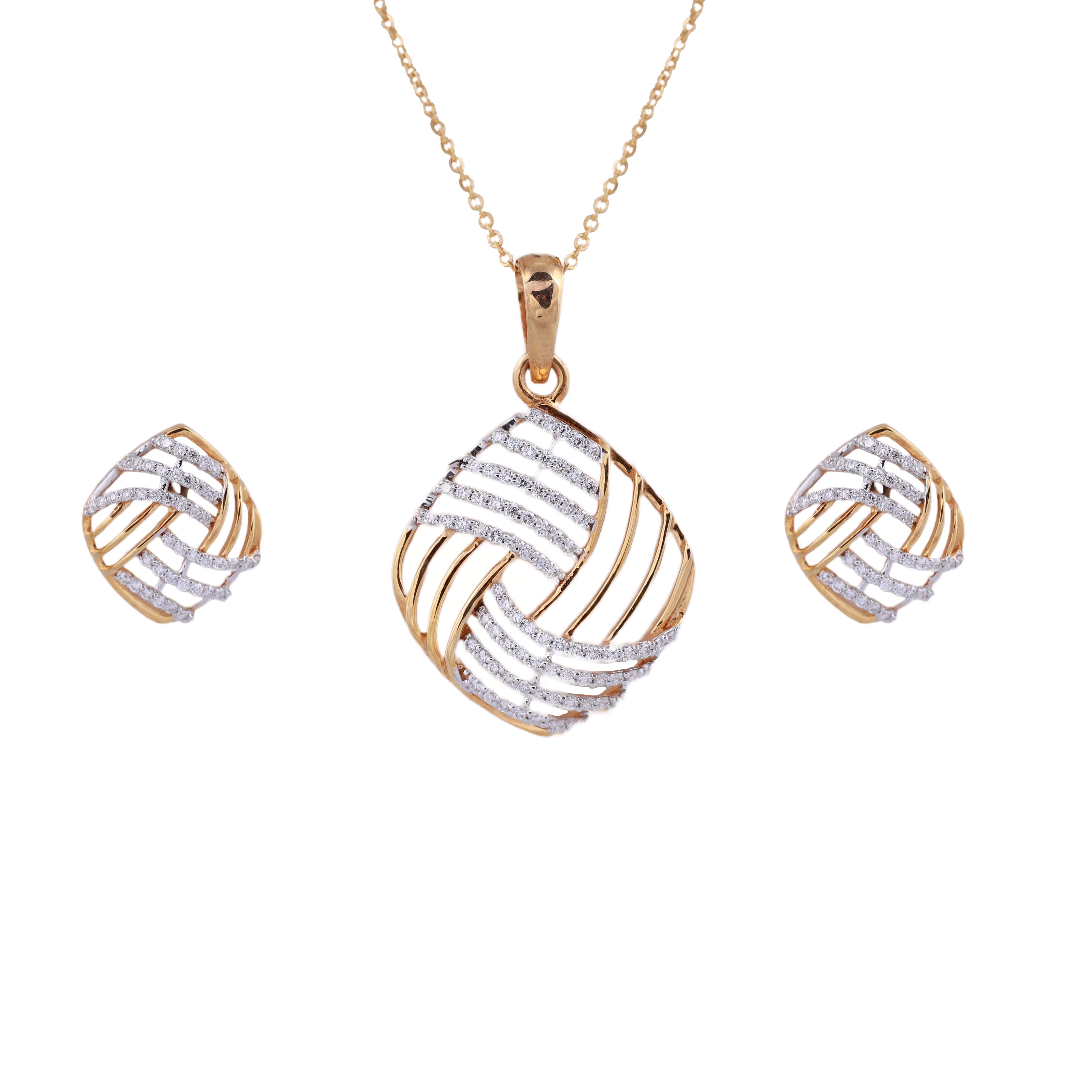 18K Gold Lab Grown Diamond Pendant Set For Women