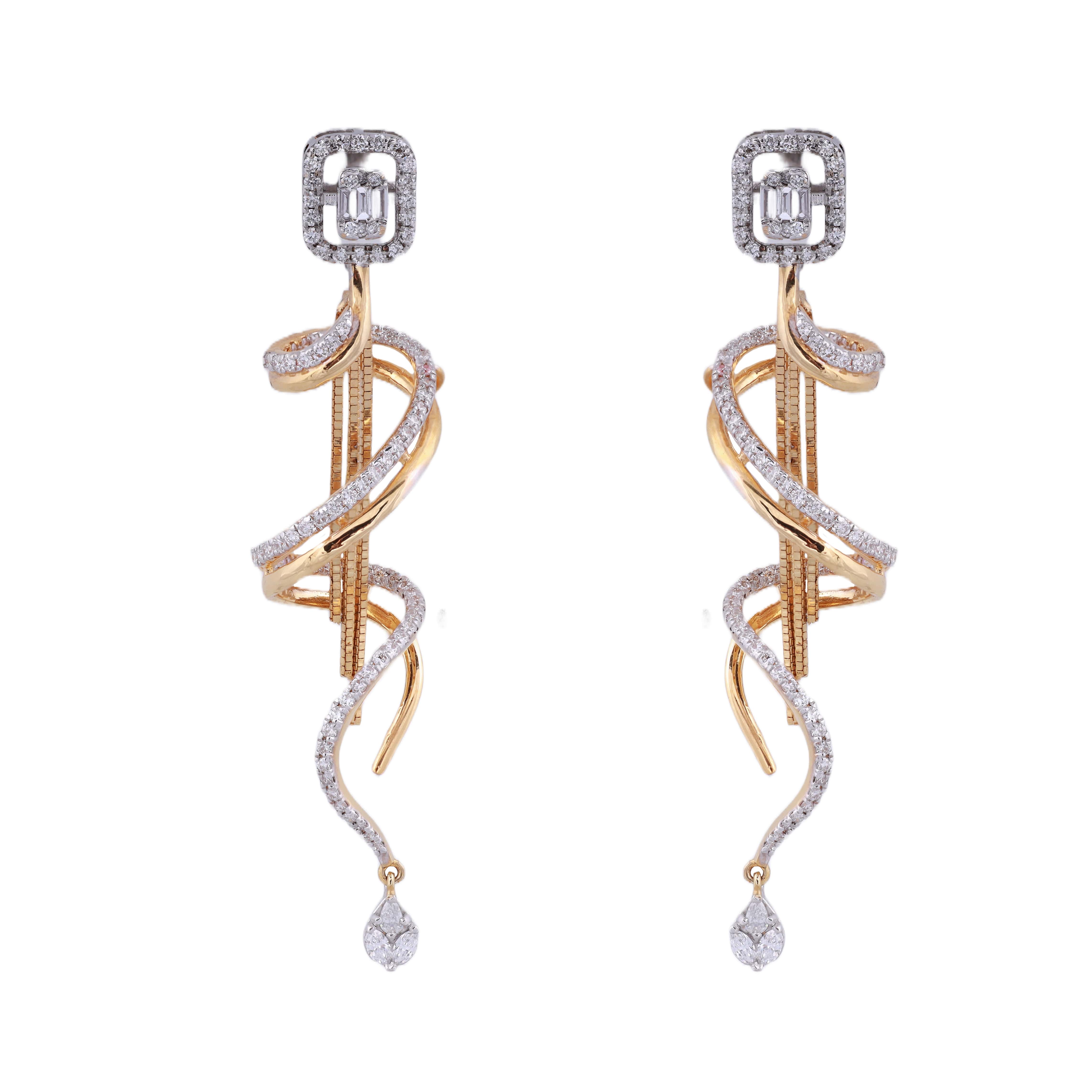 18Kt Gold Lab Grown Diamond Spiral Design Earring