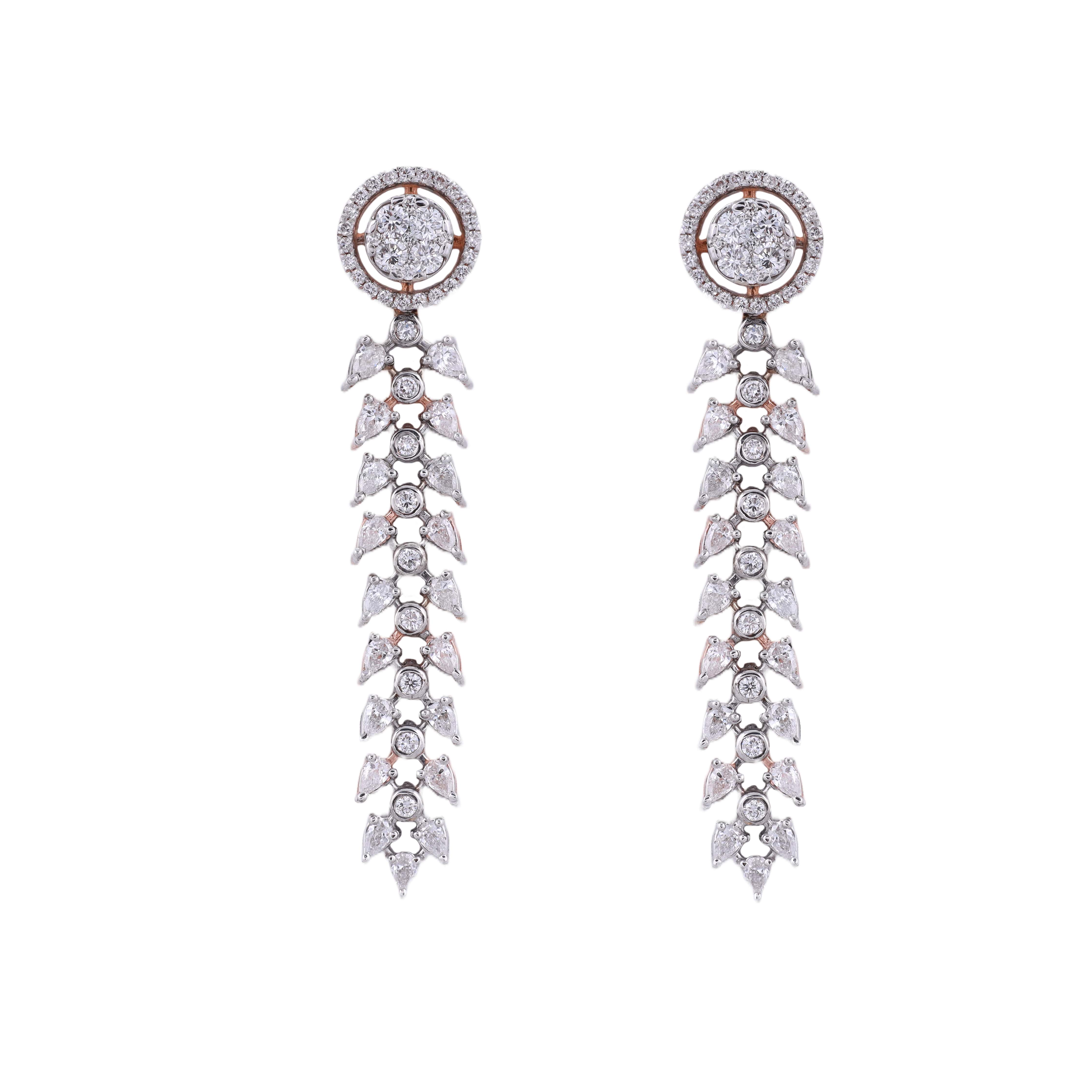 18K Gold Lab Grown Triangle Diamond Hanging Earring