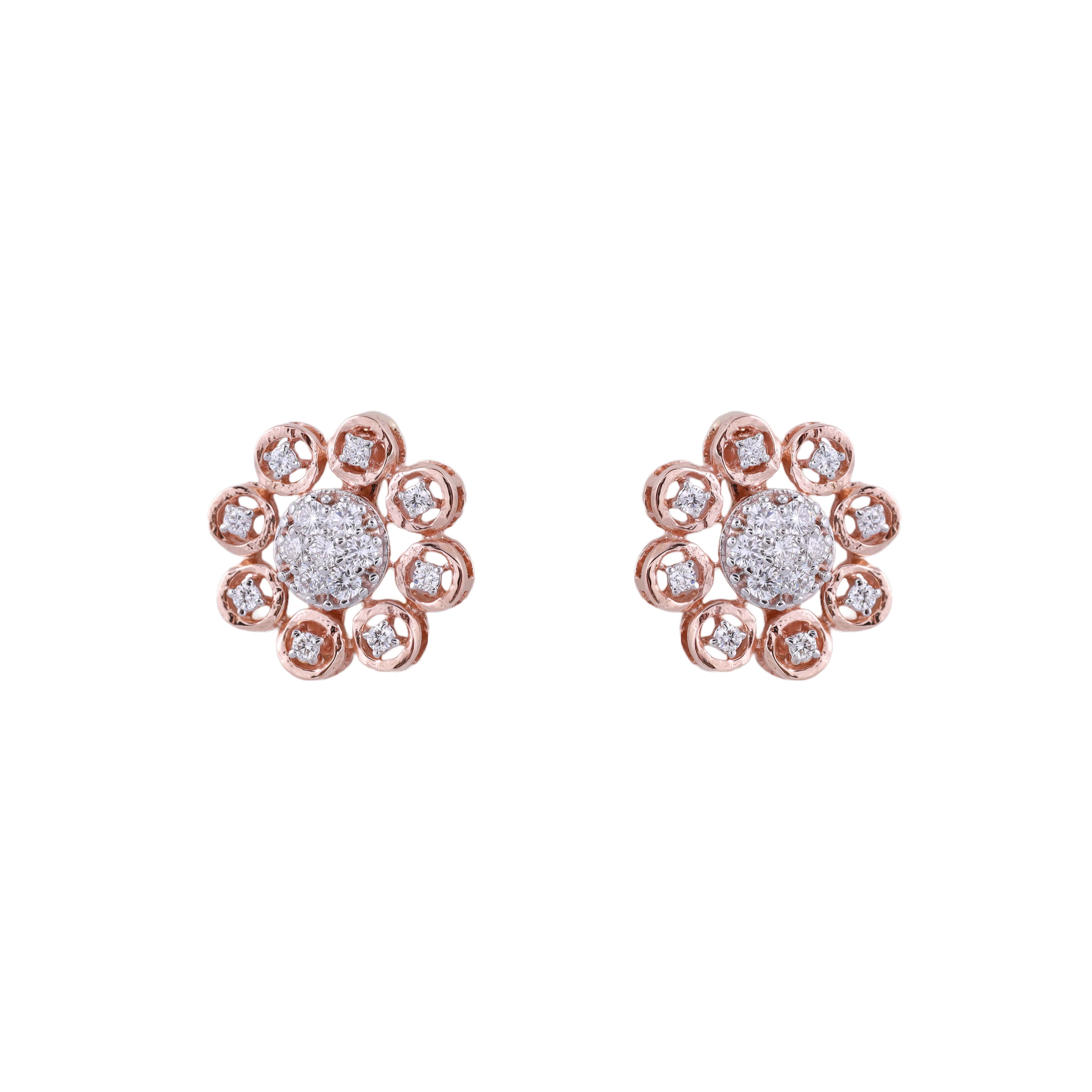 18K Rose Gold Lab Grown Square Diamond Earrings For Women