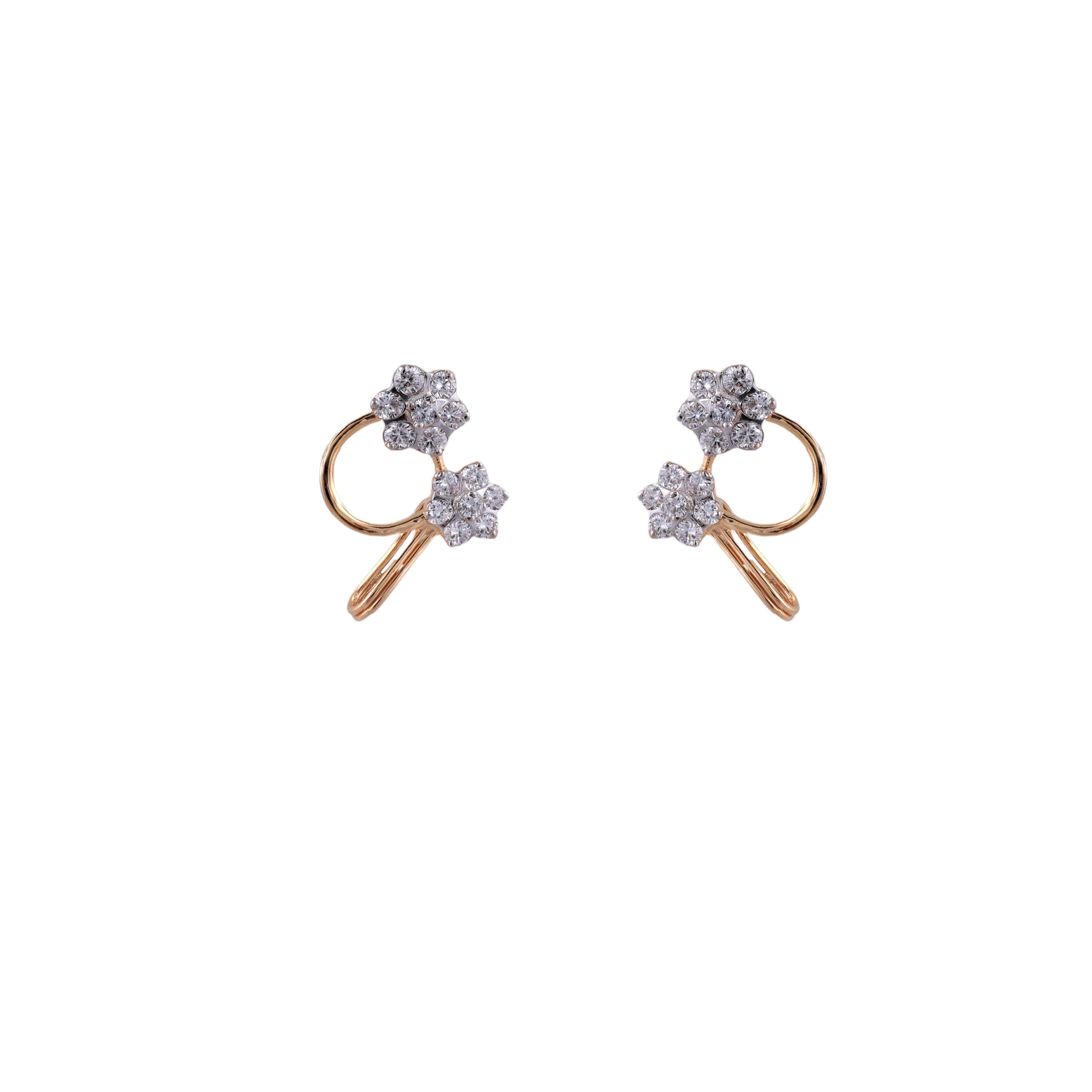 18K Gold Lab Grown Round Diamond Earrings