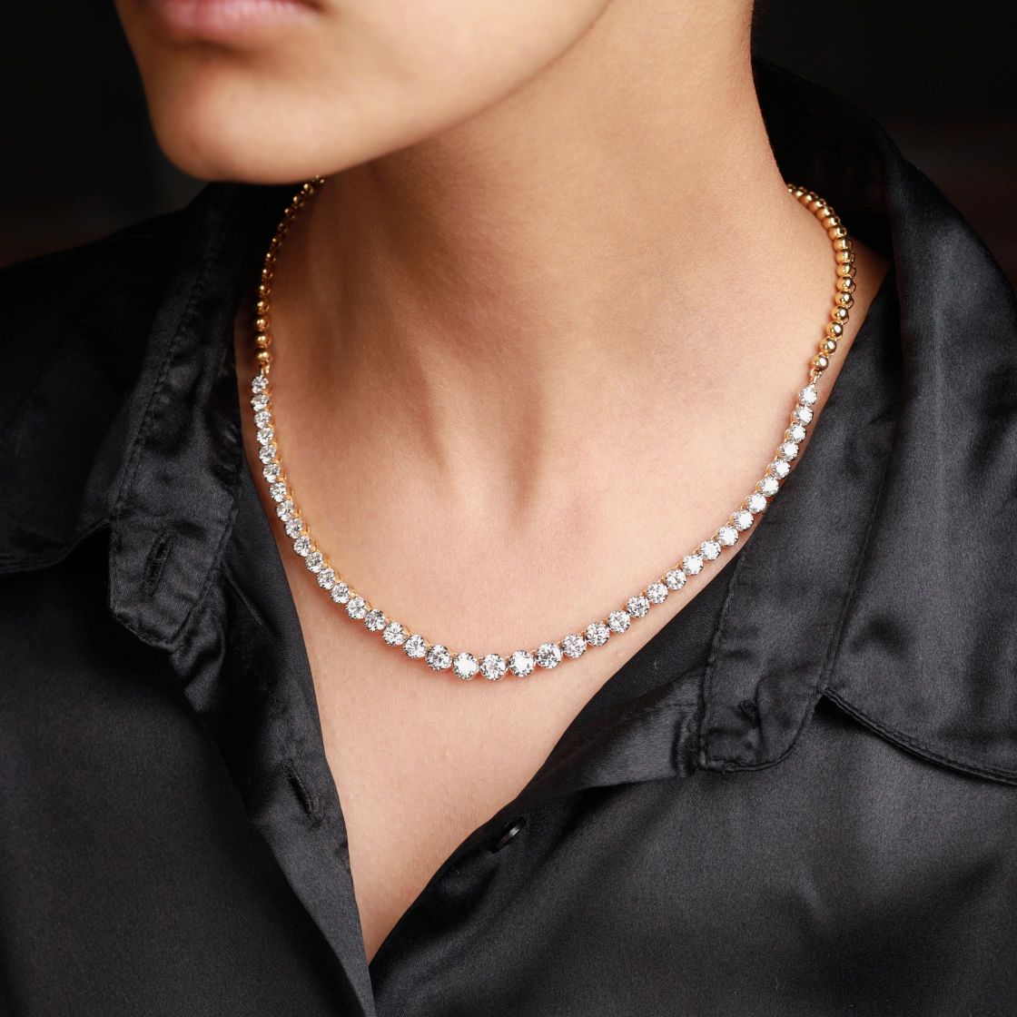 18K Gold Lab Grown Brilliant Cut Diamond Necklace For Women