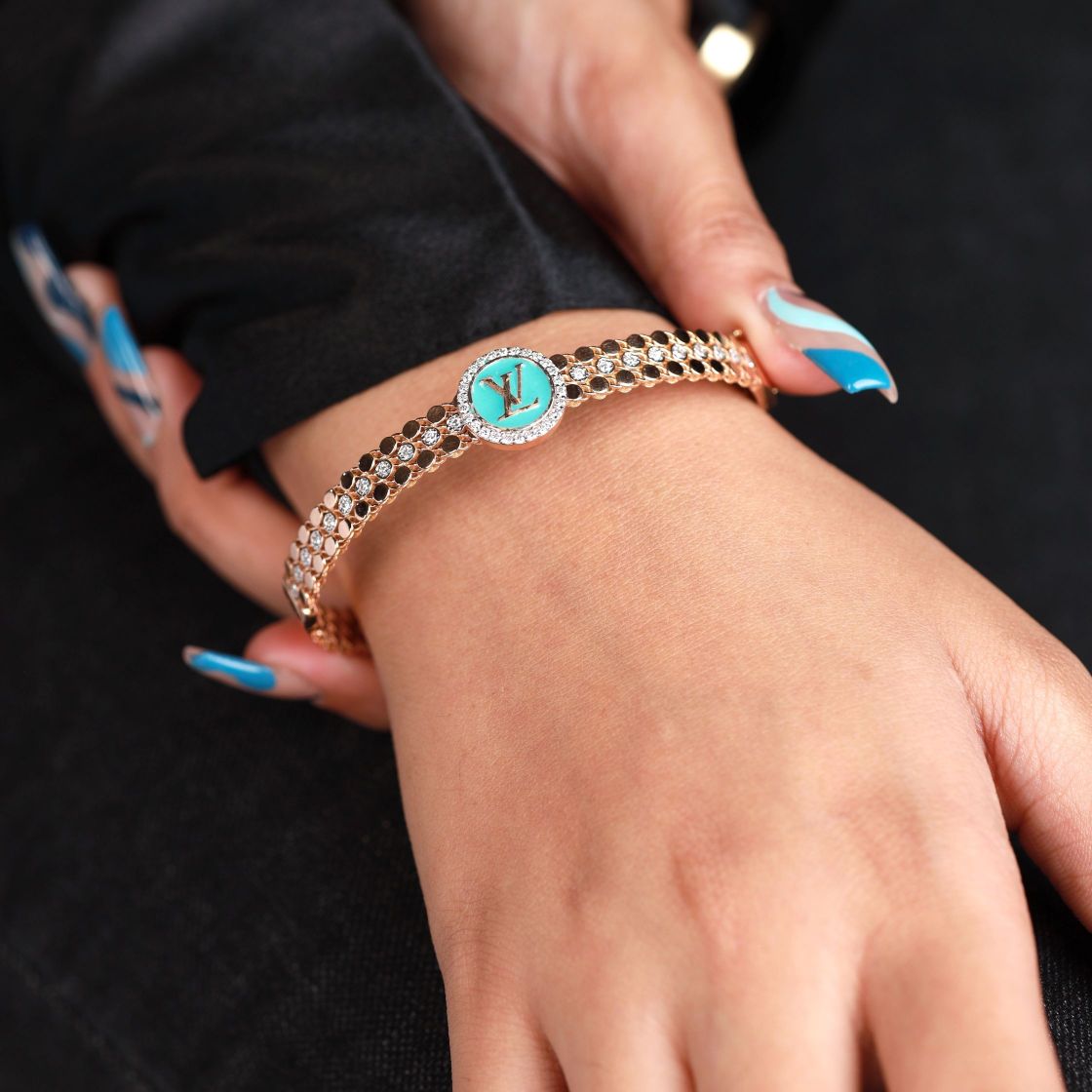 18K Rose Gold Lab Grown Round Diamond Bracelet for Women