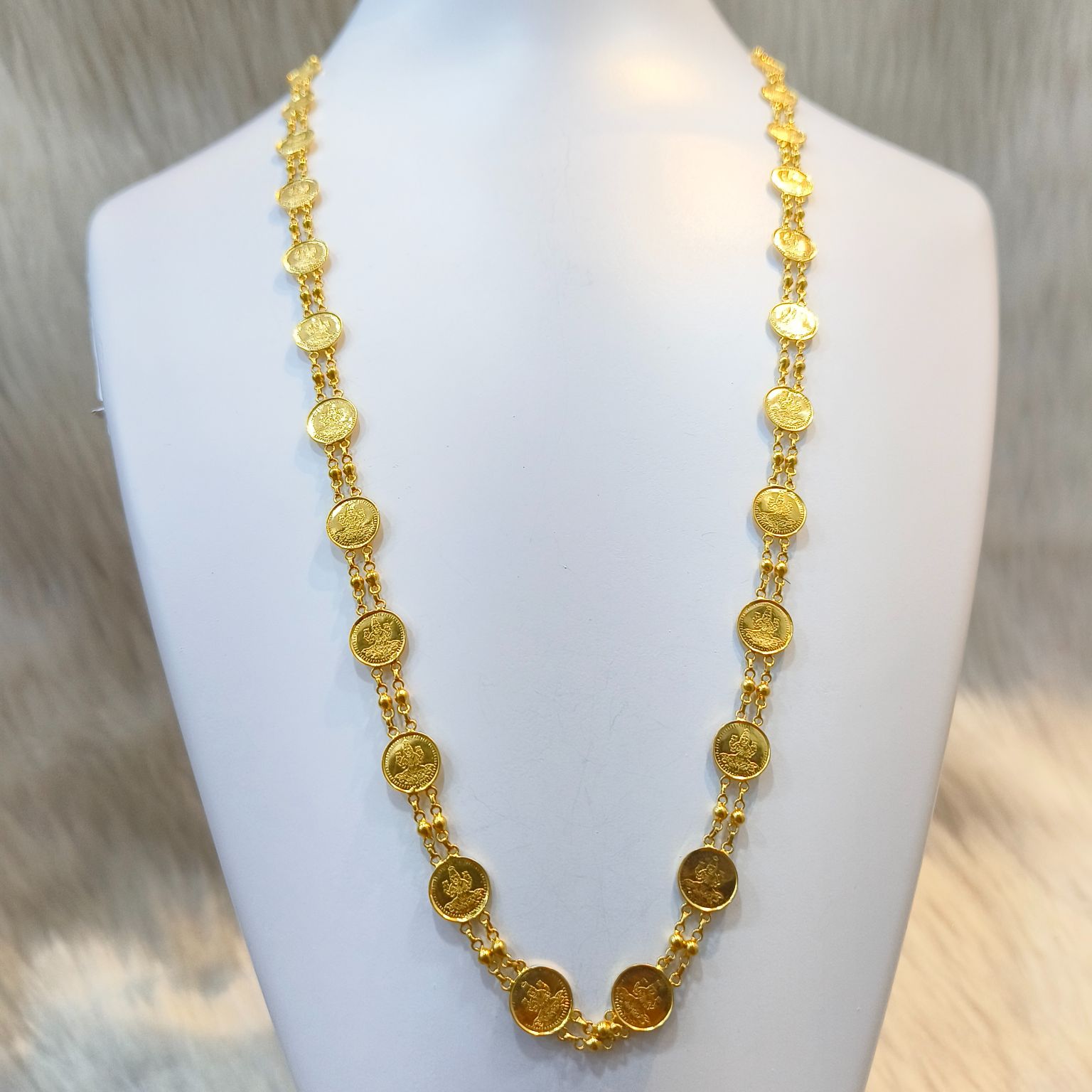 22K Gold Laxmi Design Double Chain Haar
