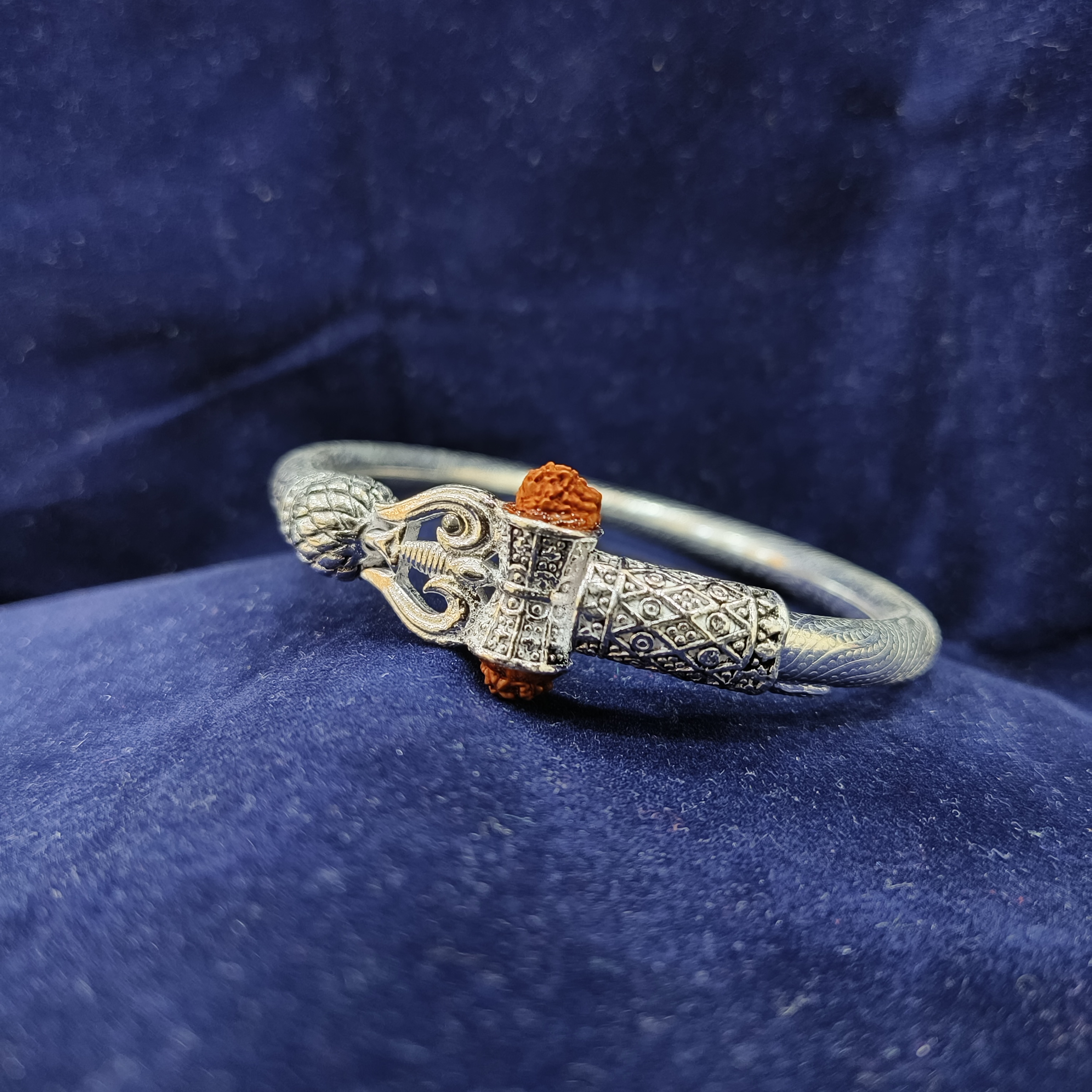 Silver Om Trishul Design Kada