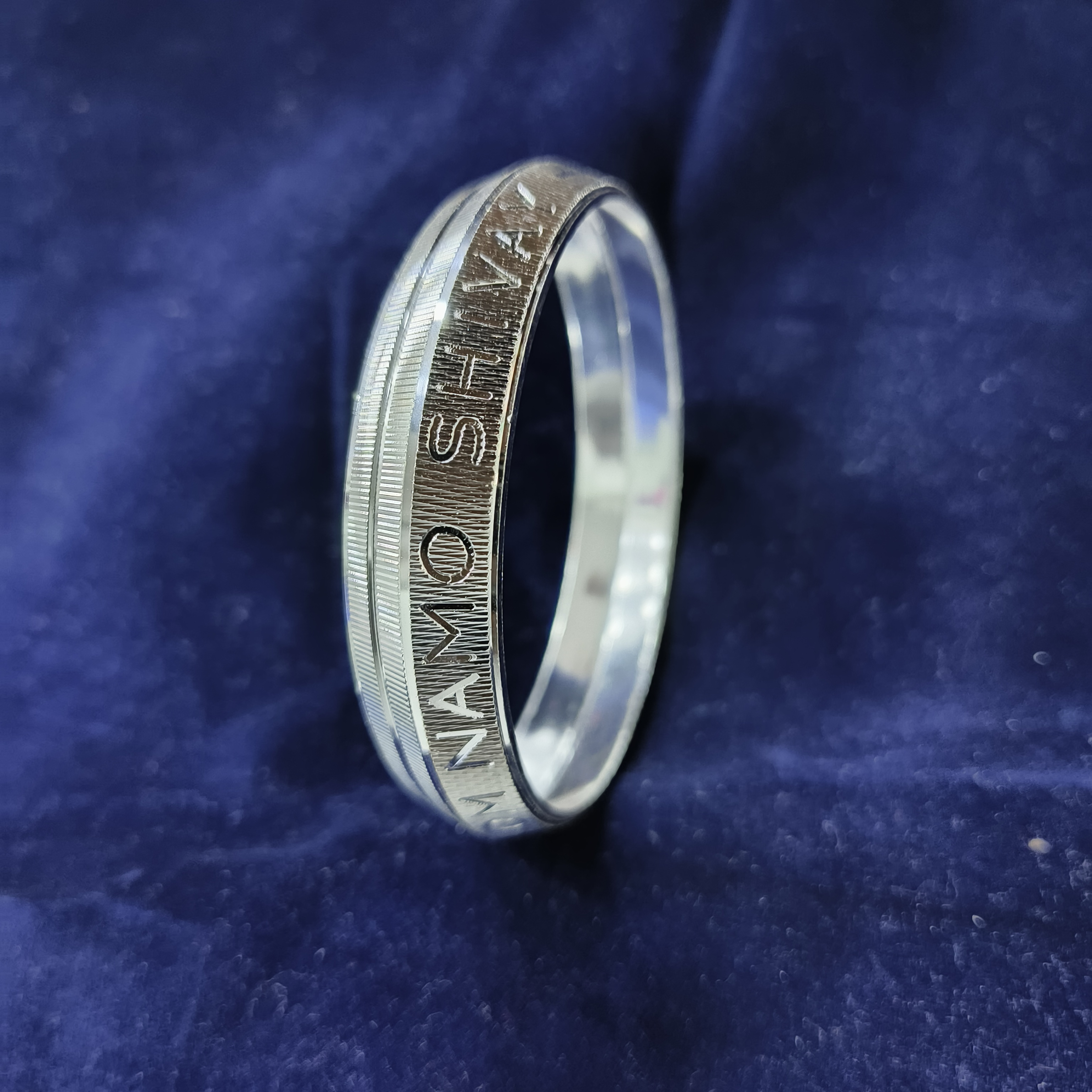 Silver Om Namo Shivay Design Kada