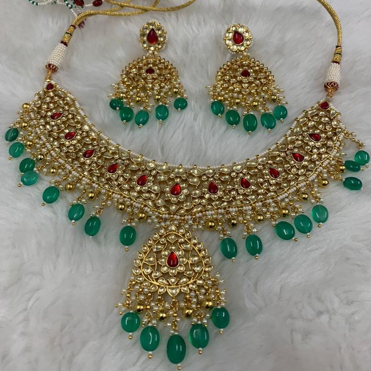 Imitation Green Stone Bridal Necklace Set