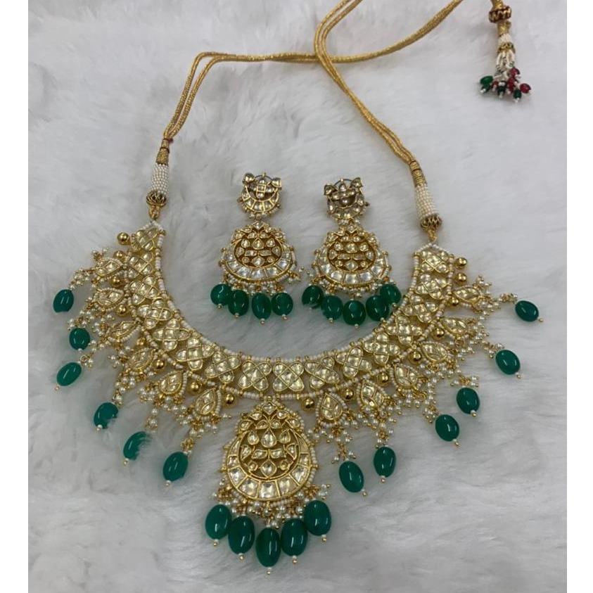 Imitation Green Stone Necklace Set For Wedding