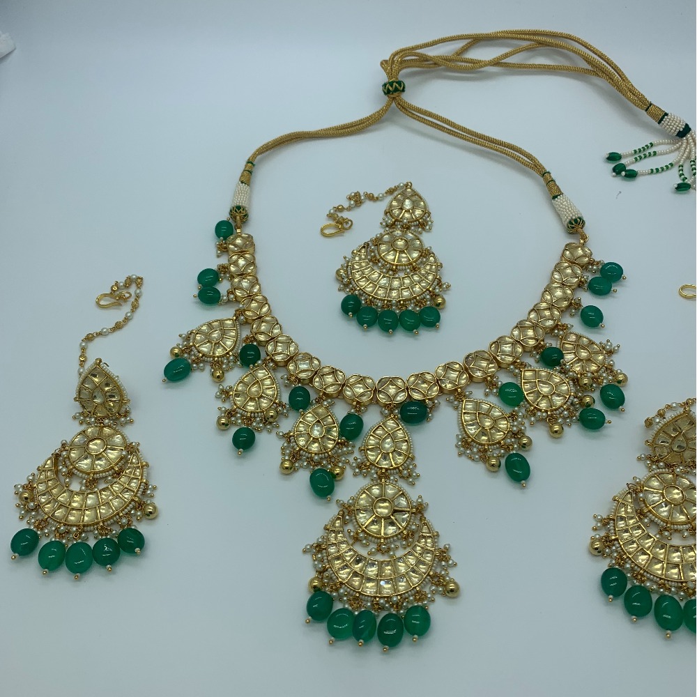 Green Stone With Kundan Bridal Necklace Set