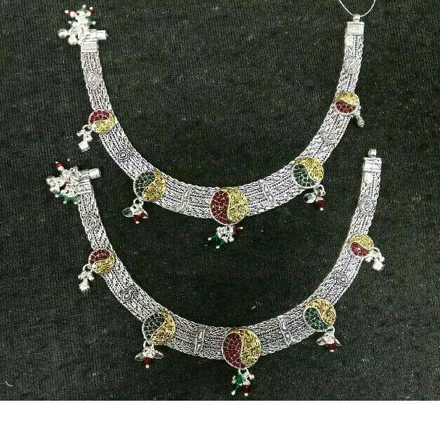 Silver Attractive Oxodized Dulhan Payal