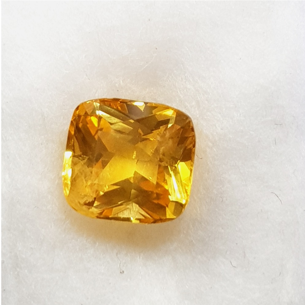 3.15 carat cushion natural yellow-sapphire pukhraj
