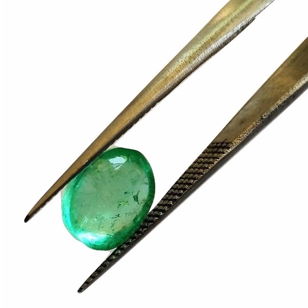 3.48 CTS NATURAL GREEN COLOMBIAN EMERALD CABOCHON - LOOSE GEMSTONE TRANSPARENT