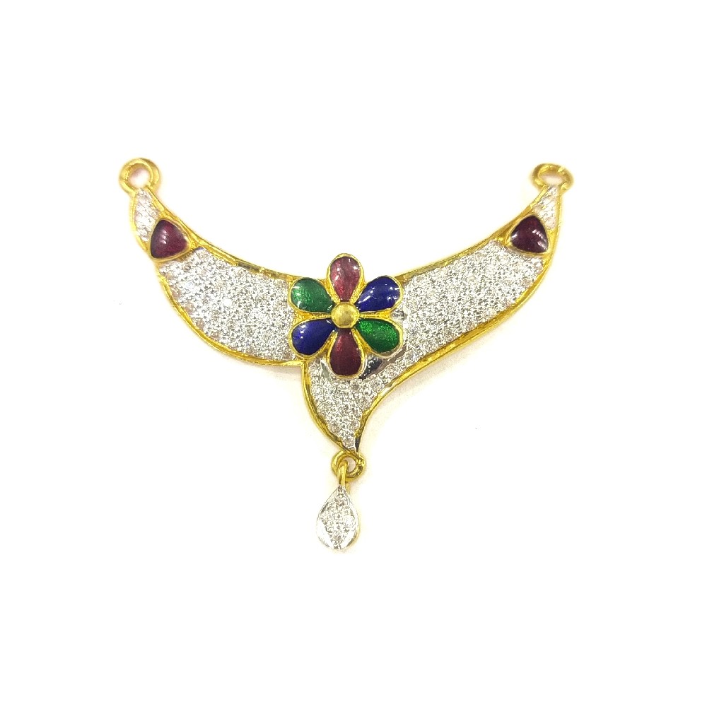 916 GOLD CERTIFIED FANCY LADIES DAIMOND MANGALSUTRA PENDANT