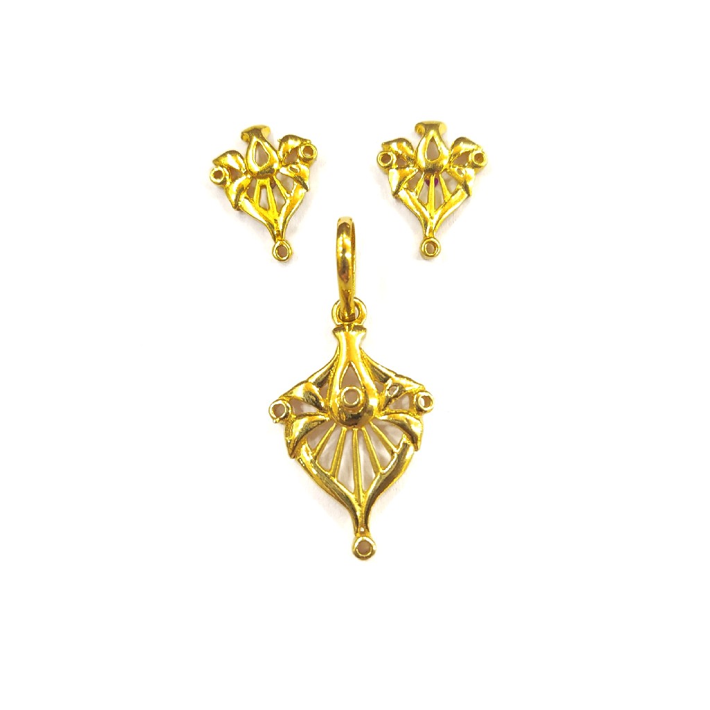 916 GOLD CERTIFIED PLAIN SOLLITER LADIES PANDENT SET