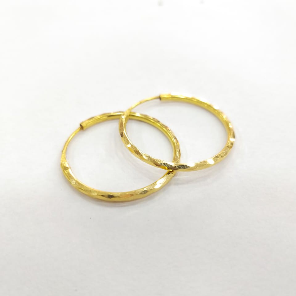 18K GOLD FANCY PLAIN LADIES BALI