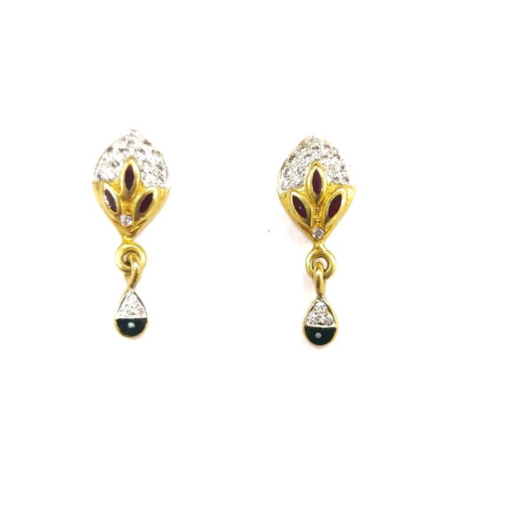 916HM GOLD FANCY DIAMOND LADIES EARRINGS