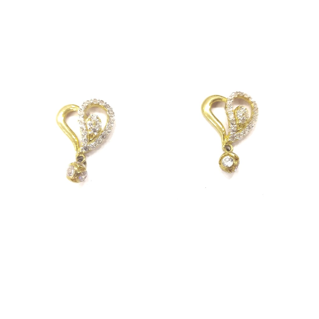 22K GOLD FANCY HEART DESIGN DIAMOND EARRINGS