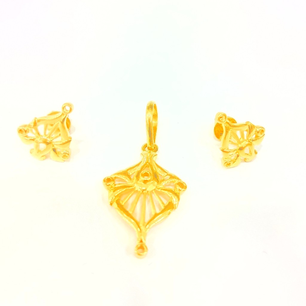 916 HM CERTIFIED GOLD FANCY DESIGN LADIES PENDANT SET