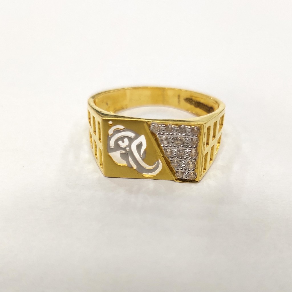 916 HM CERTIFIED GOLD FANCY GANAPATI DIAMOND GENTS RING
