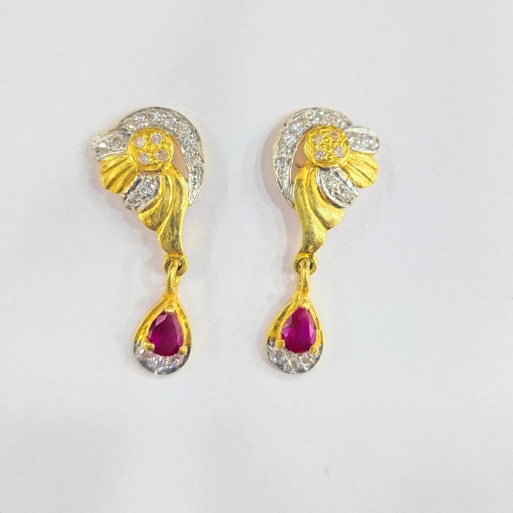 916 GOLD DIAMOND EARRINGS