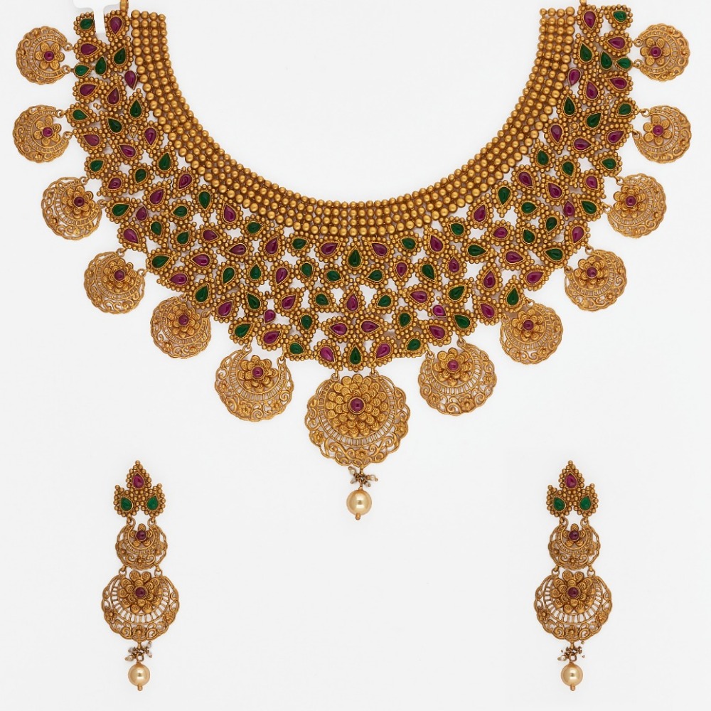 916 Gold Choker Necklace Set SJ-7487