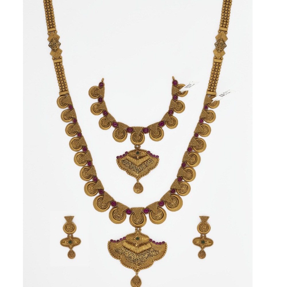 916 Gold Long Bridal Necklace Set SJ-4569