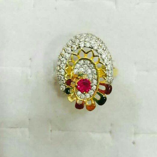 18 K Gold Cz Ladies Ring