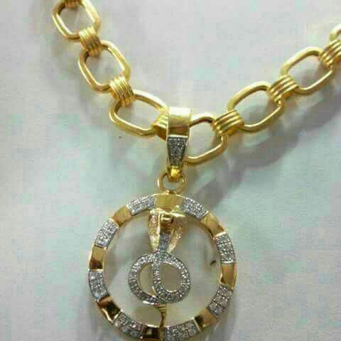 Modern 916 Gold Gents Pendant Chain